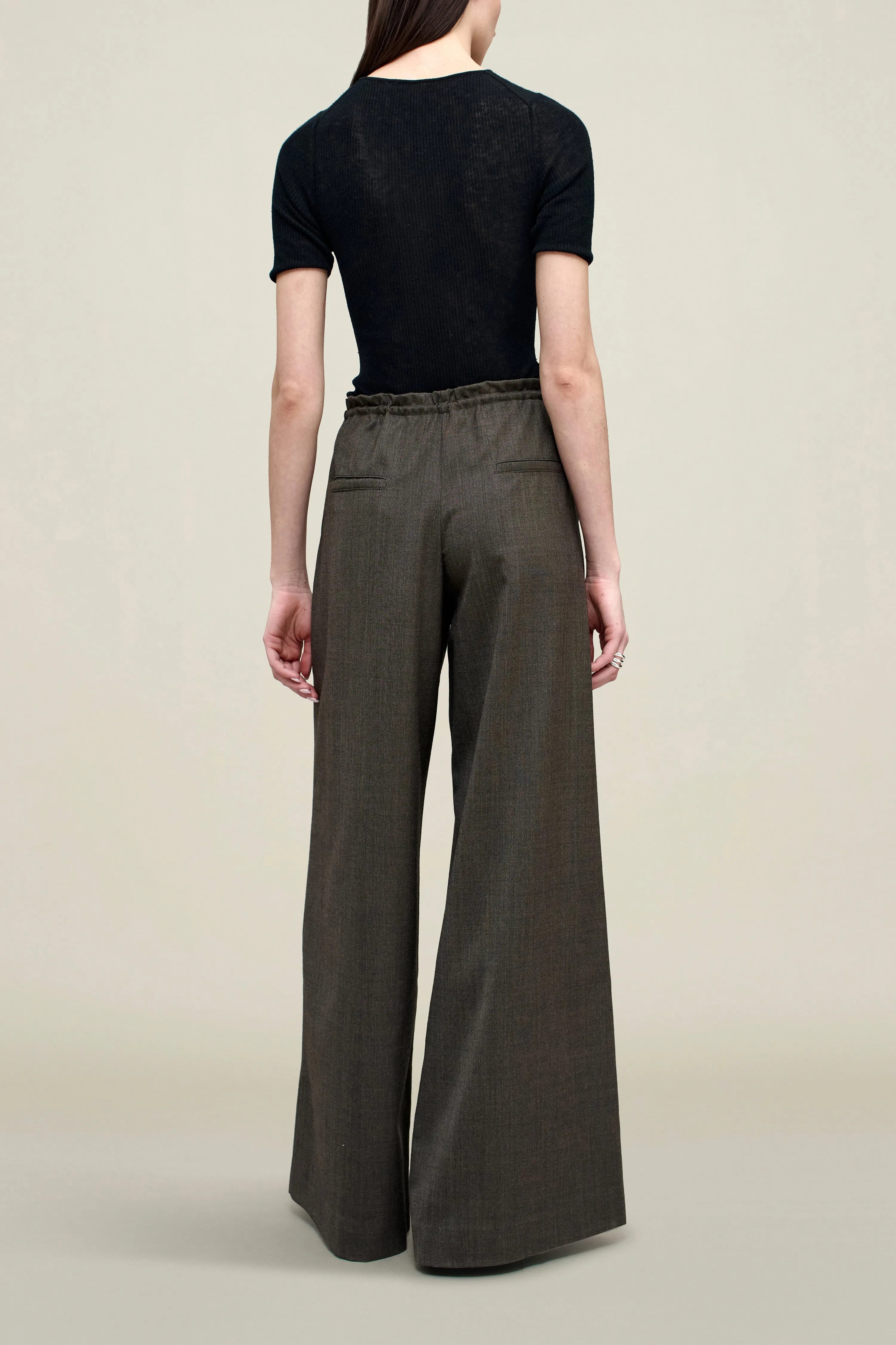 Wesley Drawstring Trouser in Light Wool Suiting sold by Kall Meyer product image thumbnail 5