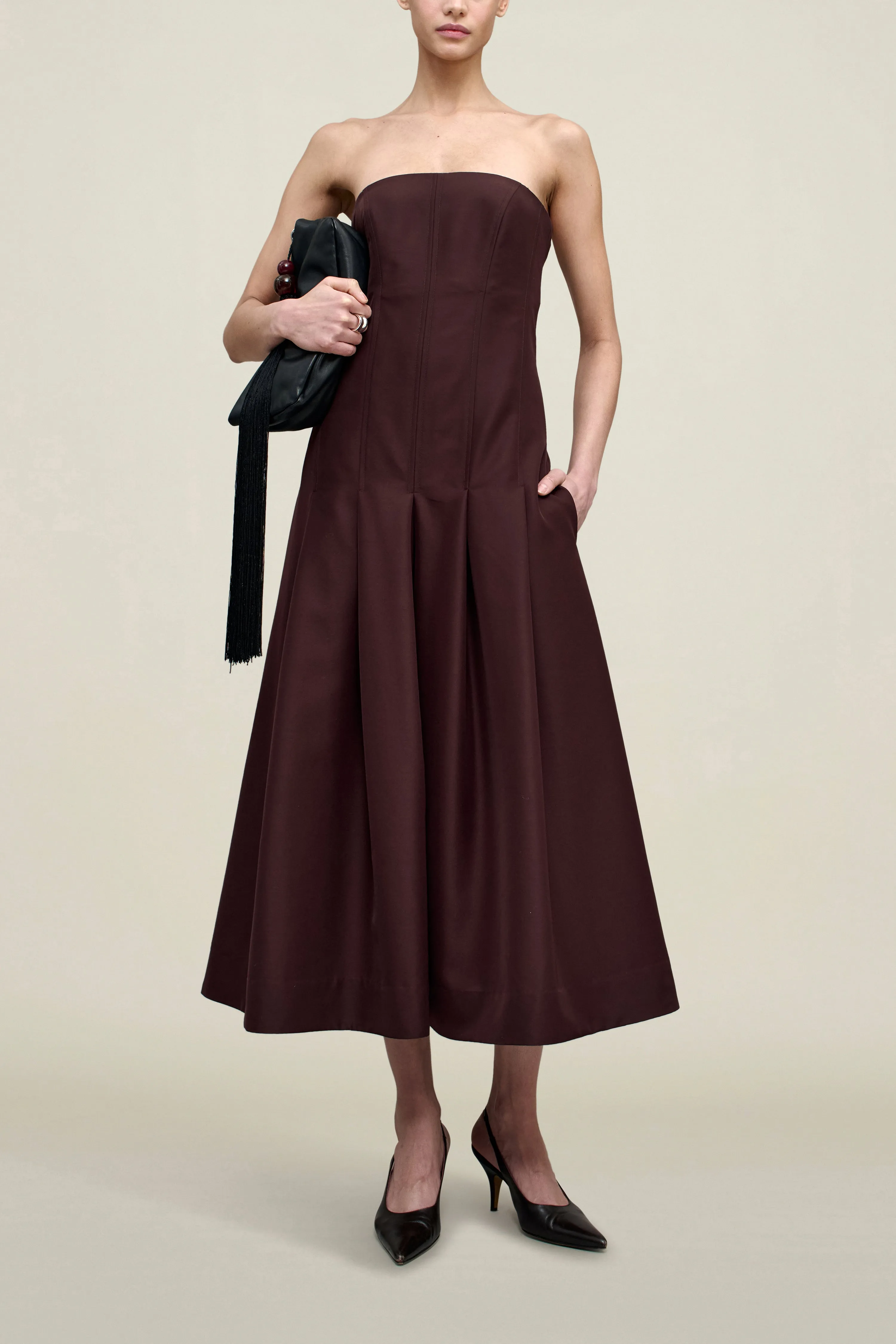 Maeve Pleated Dress in Wool Gazar sold by Kall Meyer product image thumbnail 3