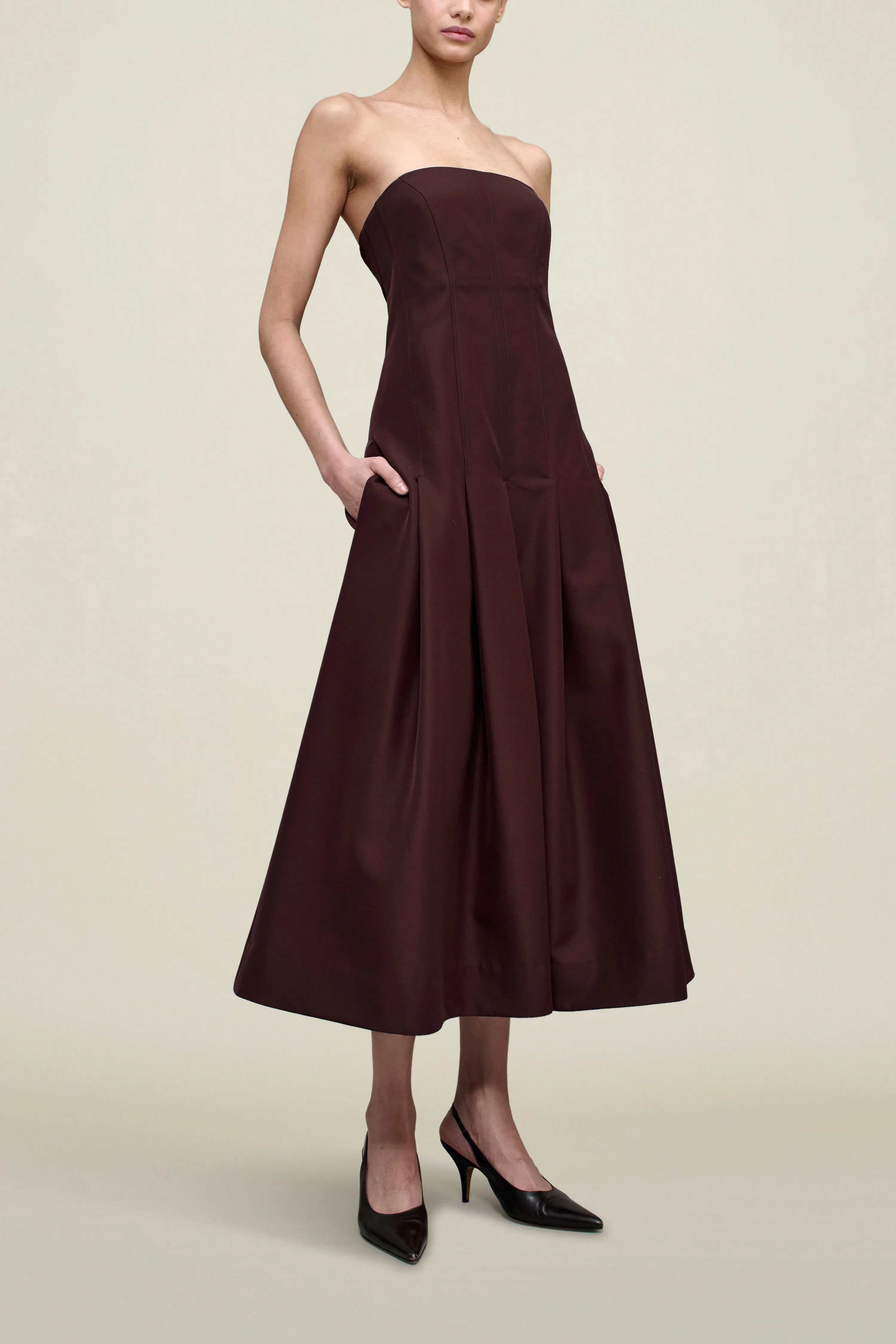 Maeve Pleated Dress in Wool Gazar sold by Kall Meyer product image thumbnail 4