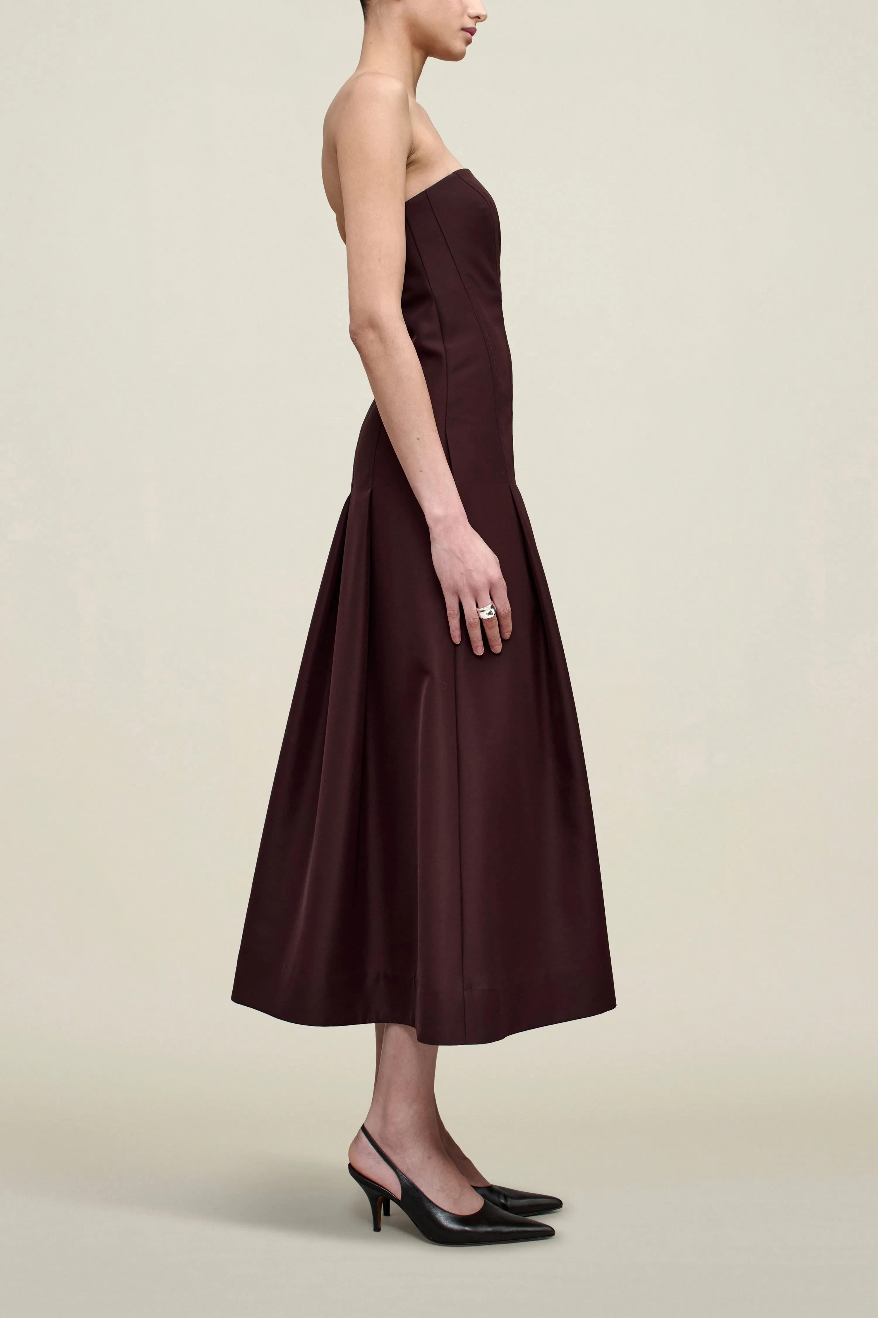 Maeve Pleated Dress in Wool Gazar sold by Kall Meyer product image thumbnail 5