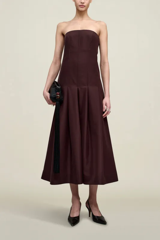 Maeve Pleated Dress in Wool Gazar made by Kall Meyer