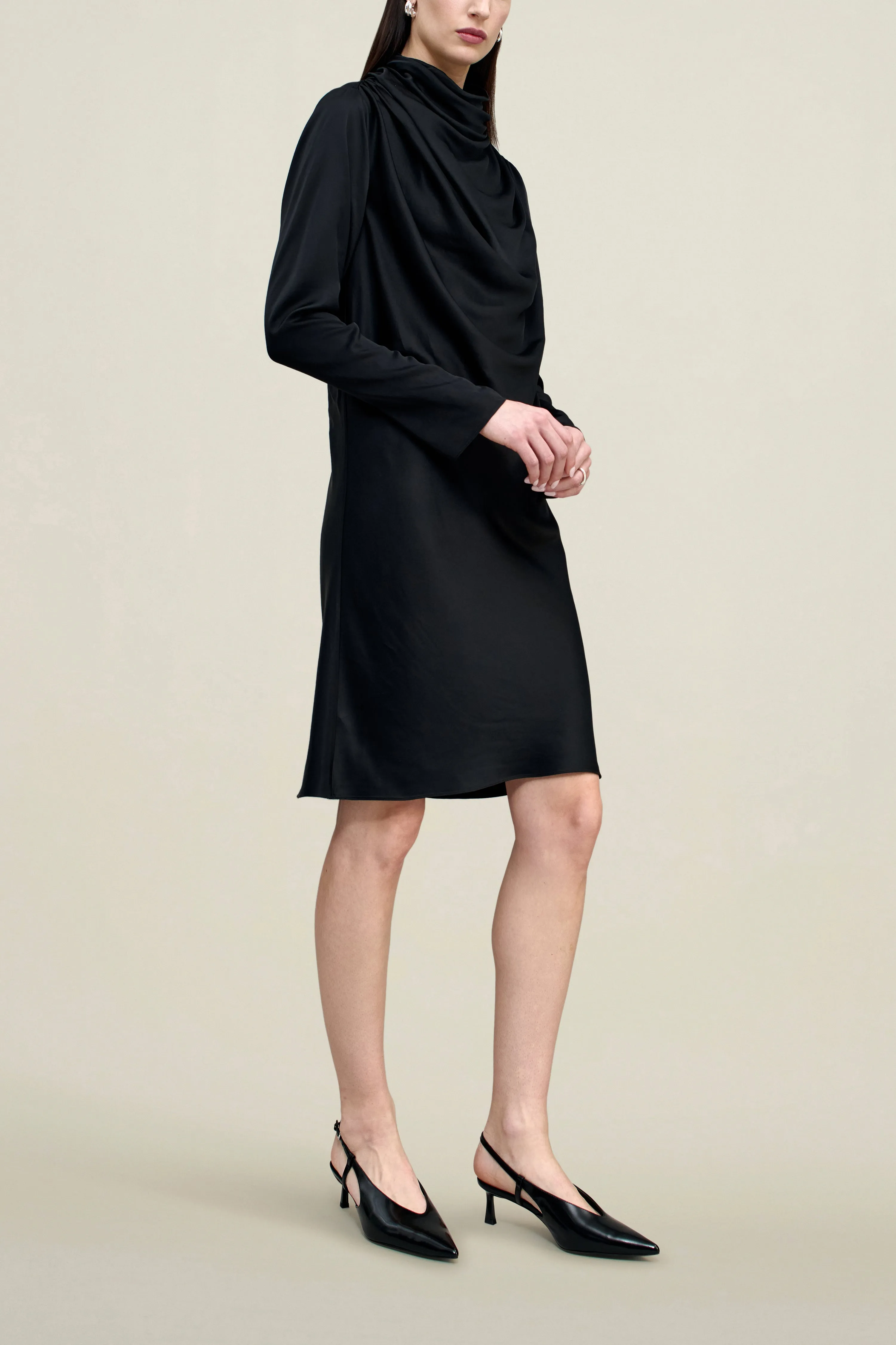 Cassandra Draped Dress in Soft Satin sold by Kall Meyer product image thumbnail 3