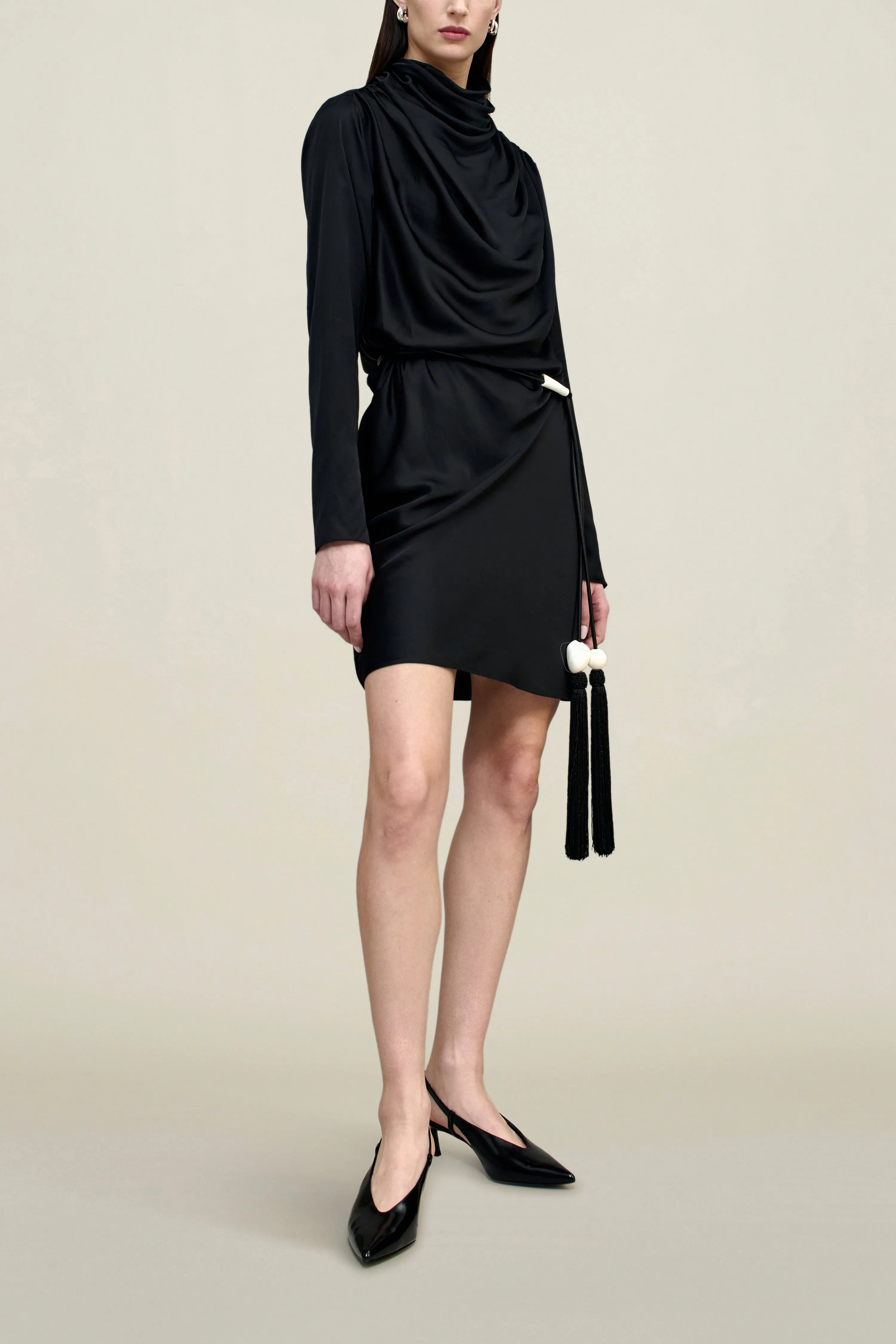 Cassandra Draped Dress in Soft Satin sold by Kall Meyer product image thumbnail 5