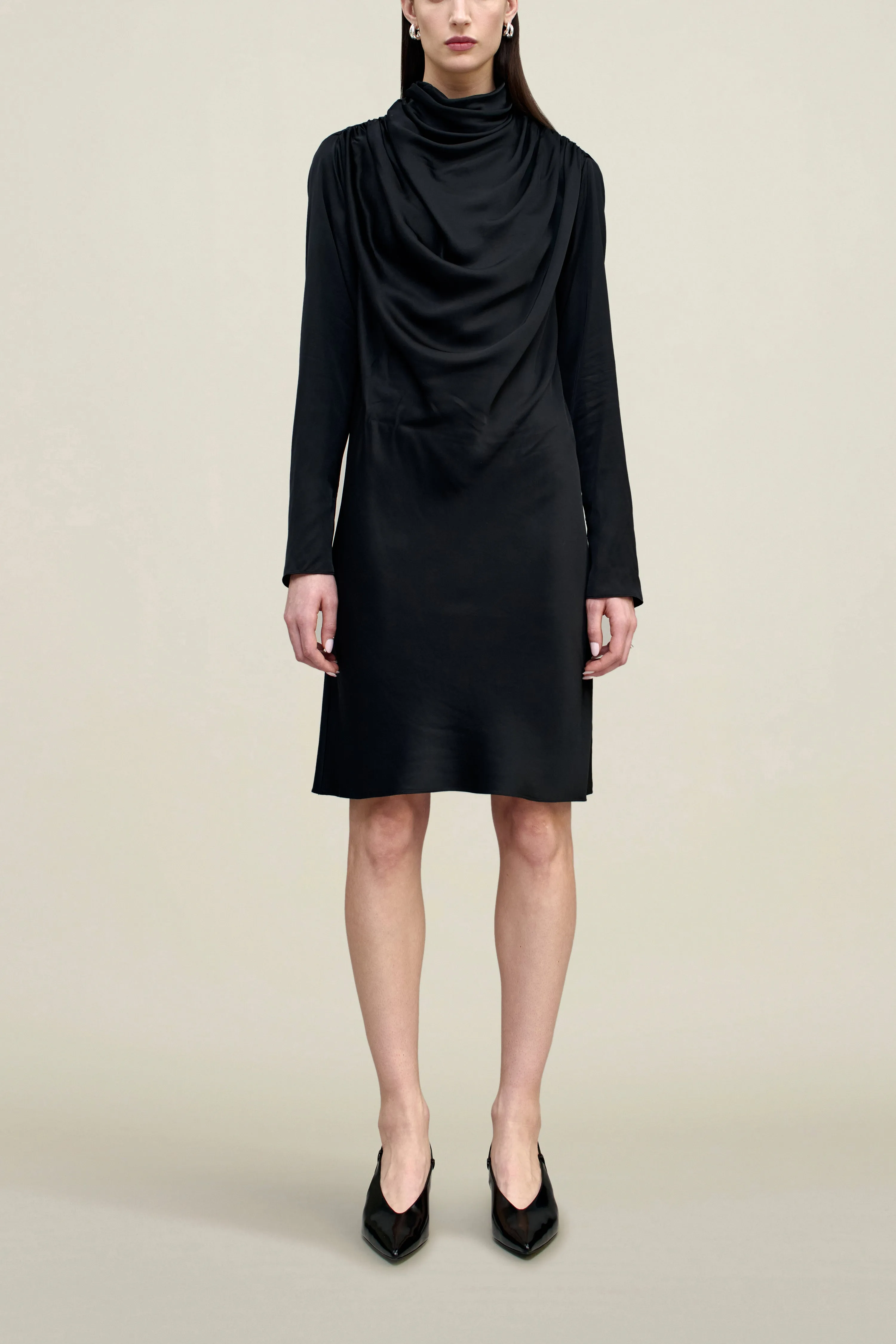 Cassandra Draped Dress in Soft Satin sold by Kall Meyer product image thumbnail 2