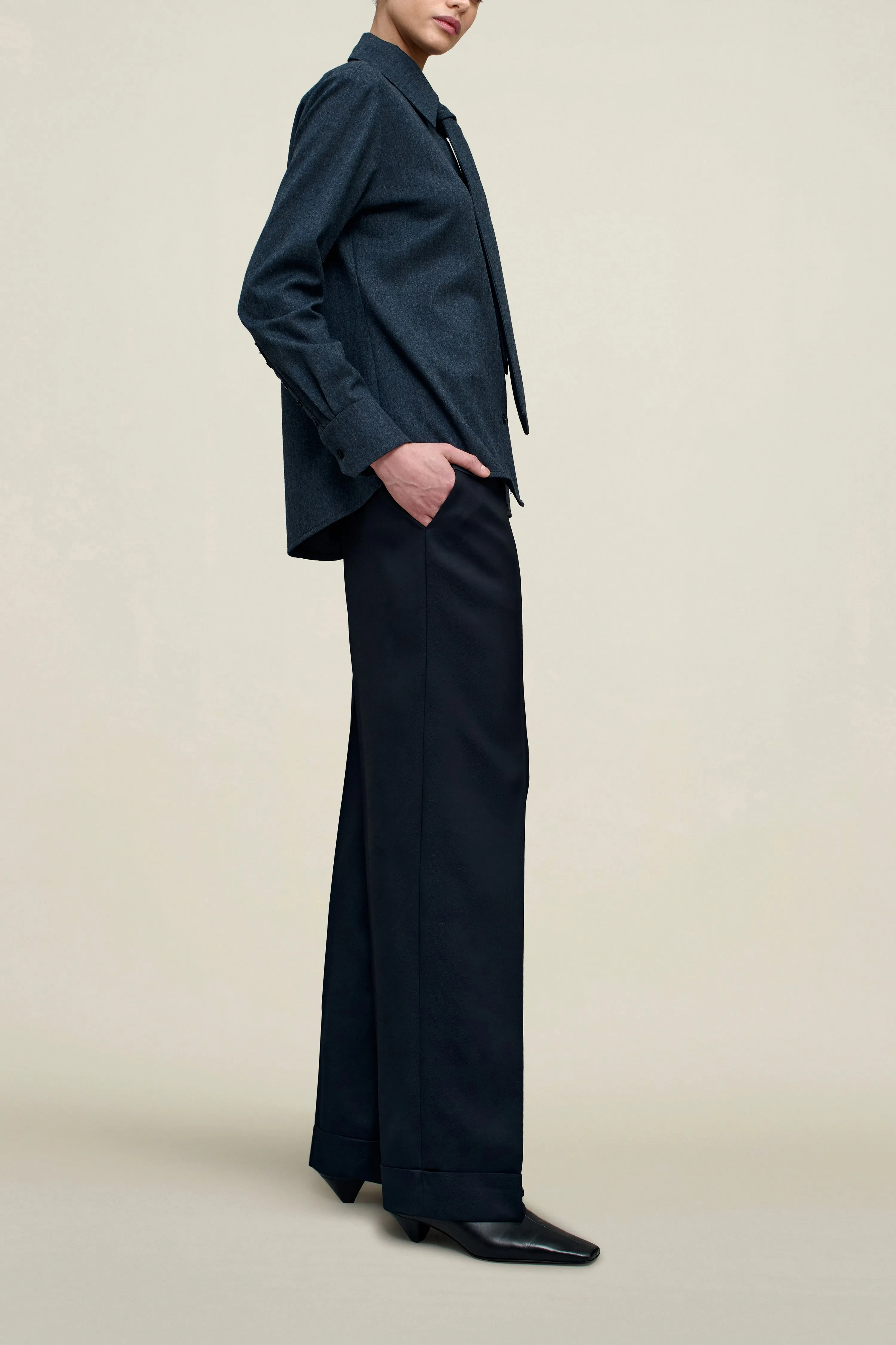 Billie Tie Blouse in Flannel Suiting sold by Kall Meyer product image thumbnail 3