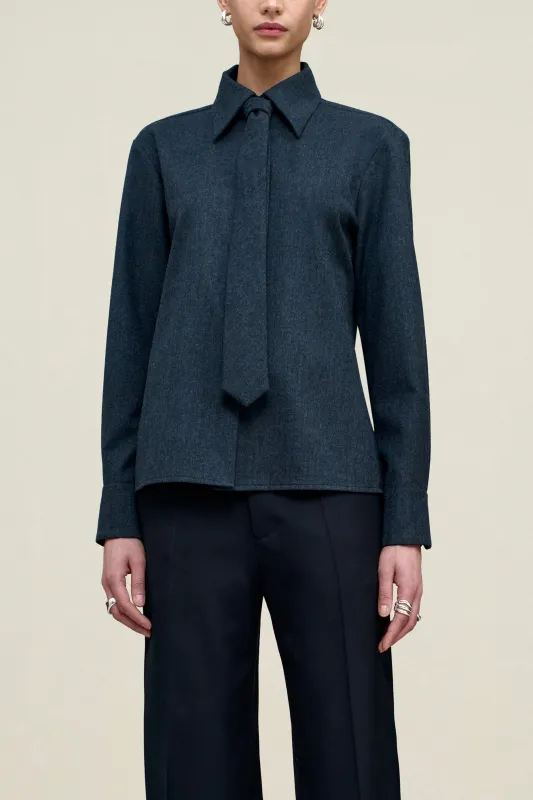 Billie Tie Blouse in Flannel Suiting made by Kall Meyer