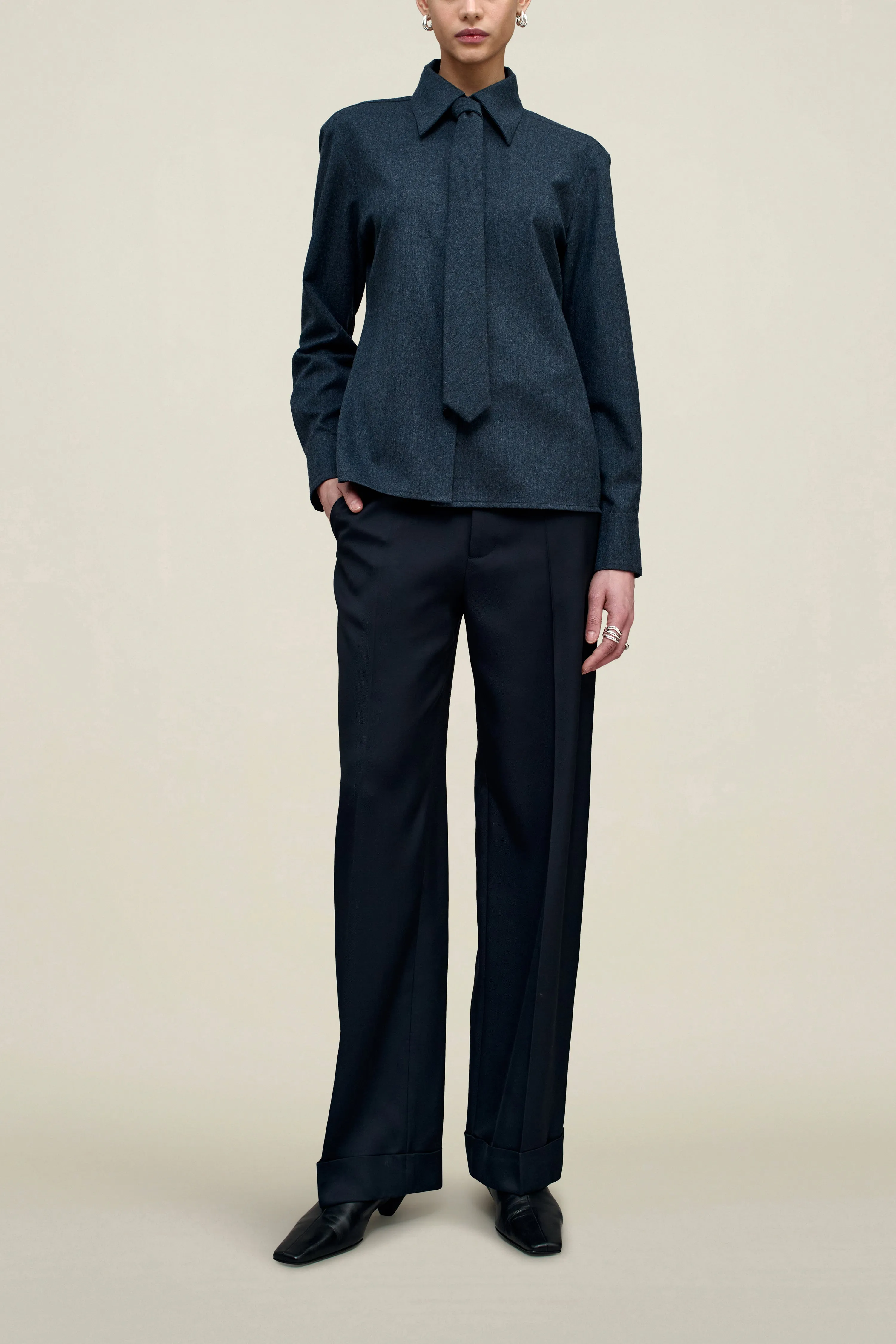 Billie Tie Blouse in Flannel Suiting sold by Kall Meyer product image thumbnail 2