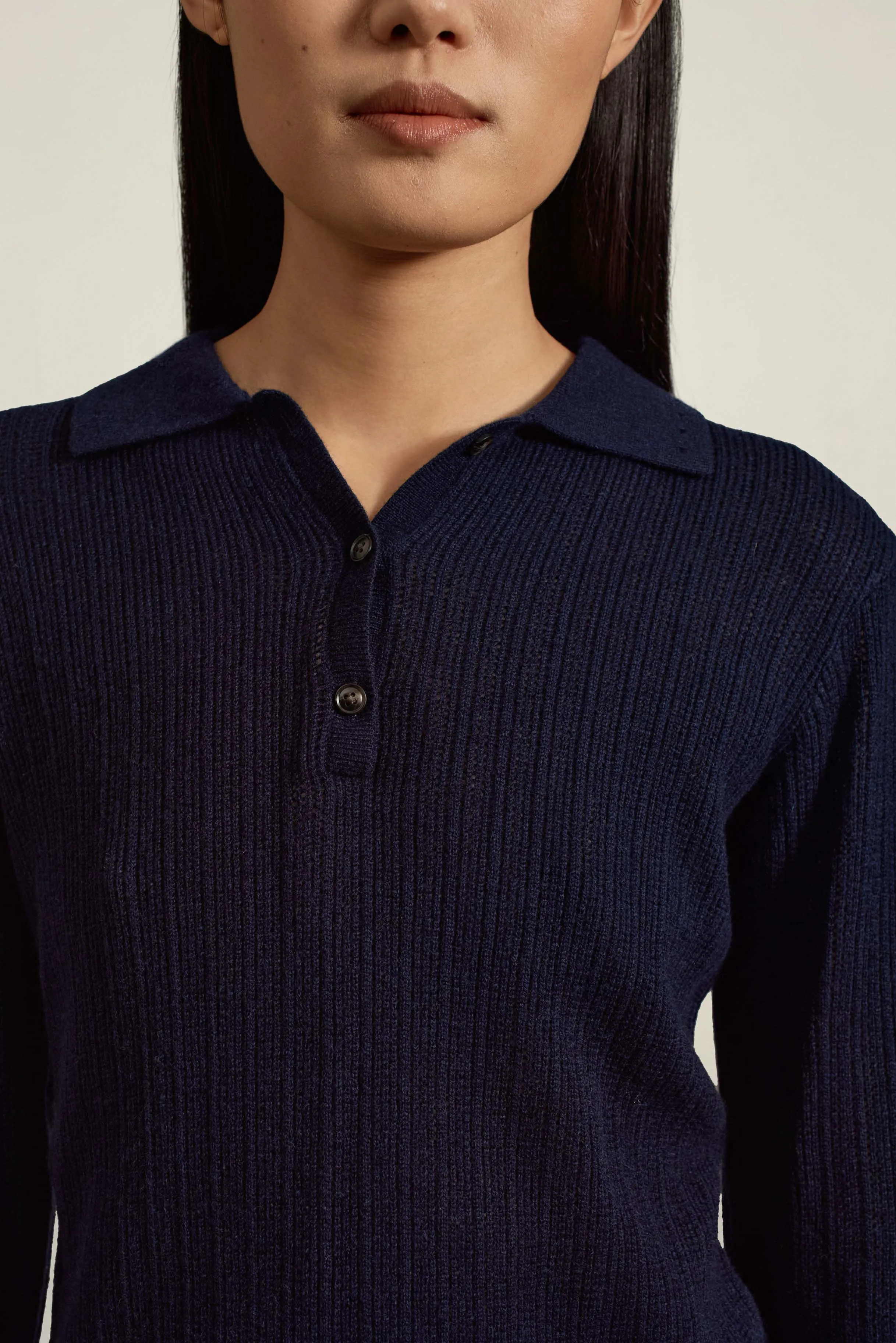 Aubrey Cashmere Polo in Navy sold by Kall Meyer product image thumbnail 3