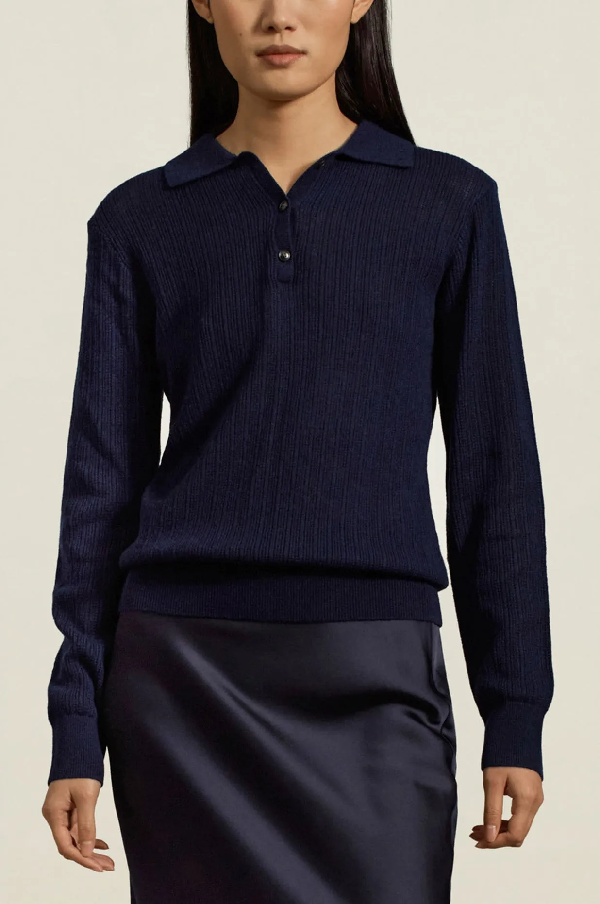 Aubrey Cashmere Polo in Navy sold by Kall Meyer