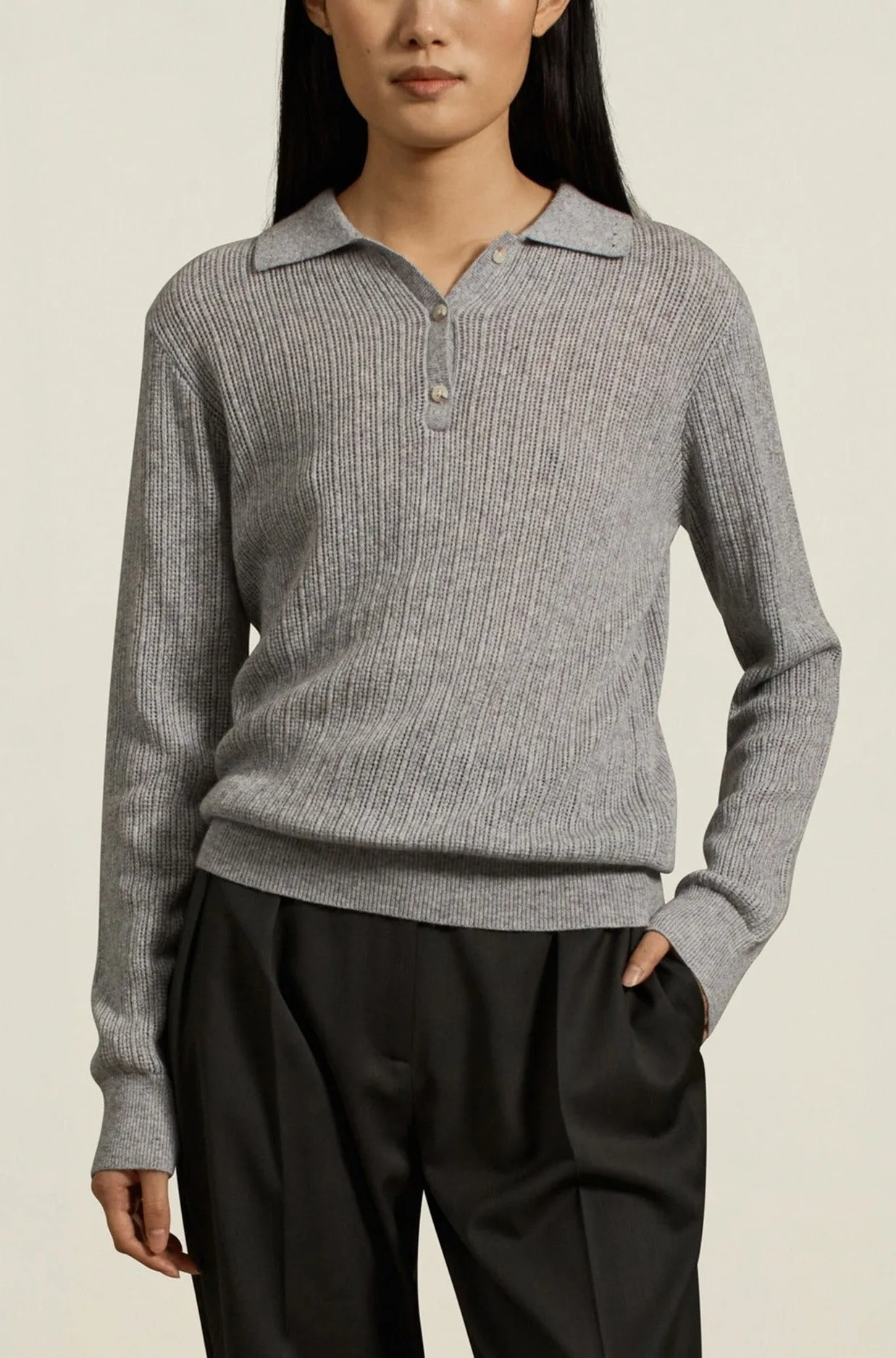 Aubrey Cashmere Polo in Cloud sold by Kall Meyer