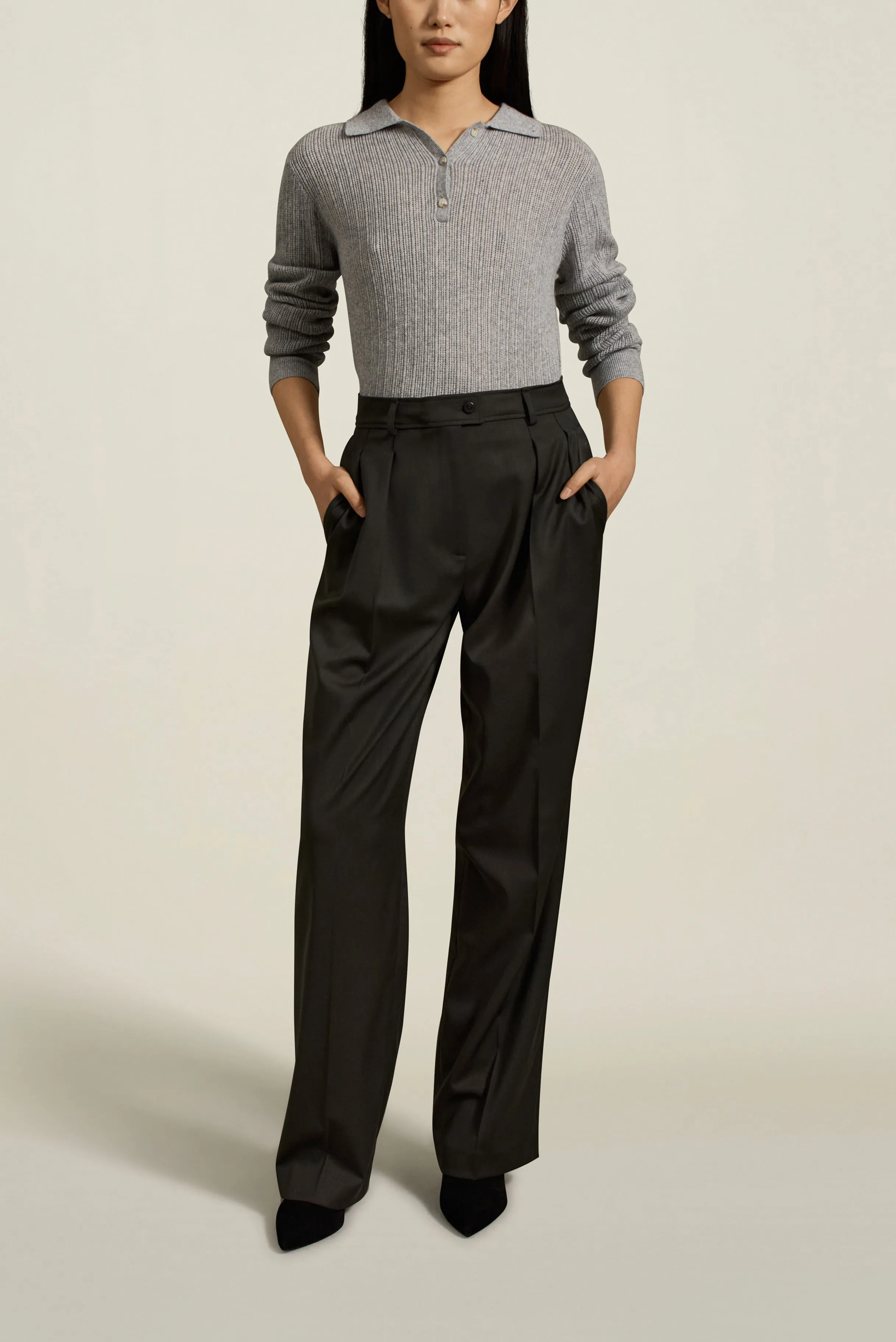 Aubrey Cashmere Polo in Cloud sold by Kall Meyer product image thumbnail 2