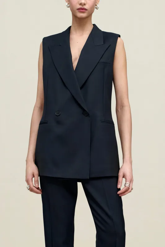 Deon Sleeveless Blazer in Grampian Twill made by Kall Meyer