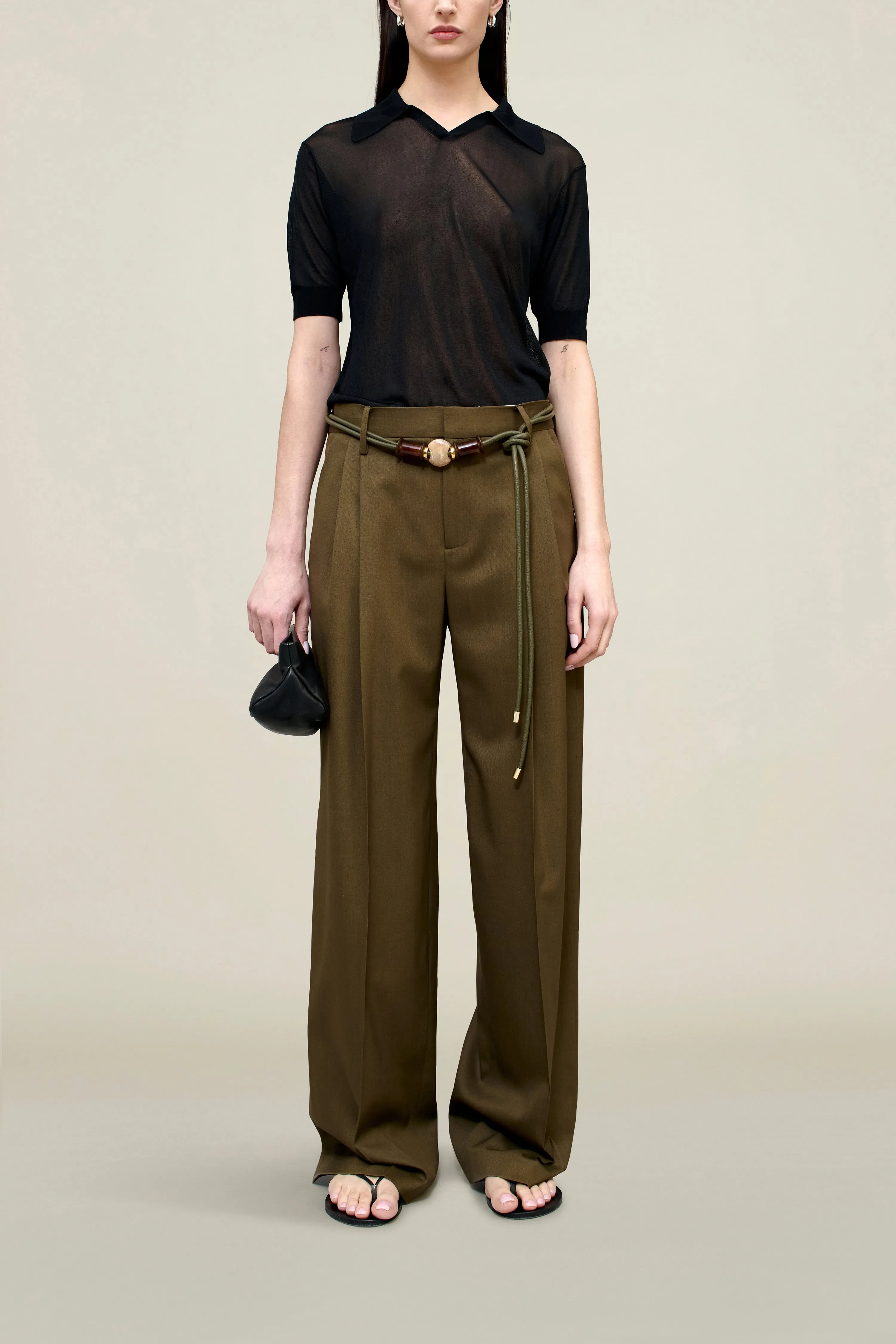 Roxana Low-Rise Trouser in Tropical Wool sold by Kall Meyer
