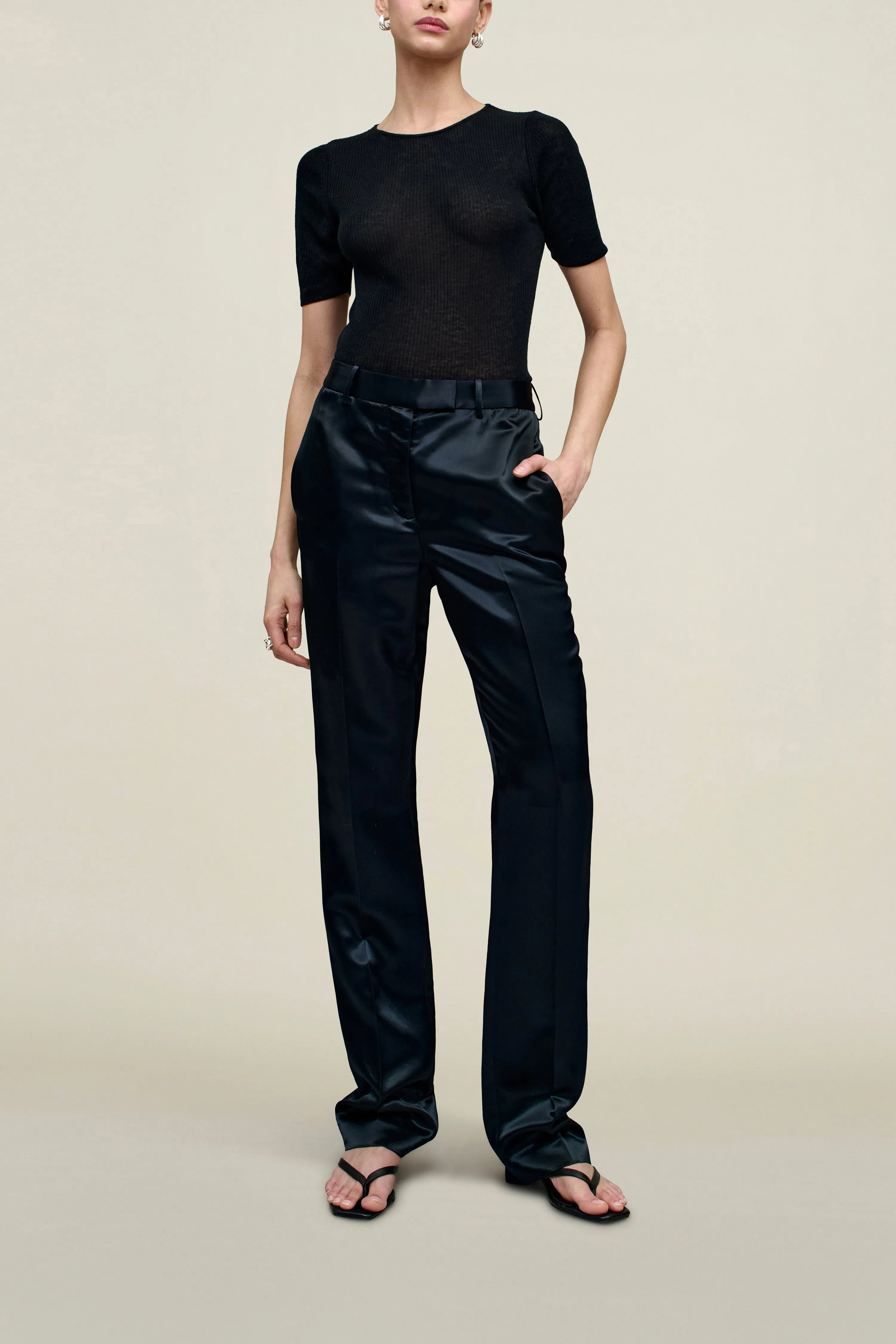 Charlie Long Trouser in Liquid Twill sold by Kall Meyer