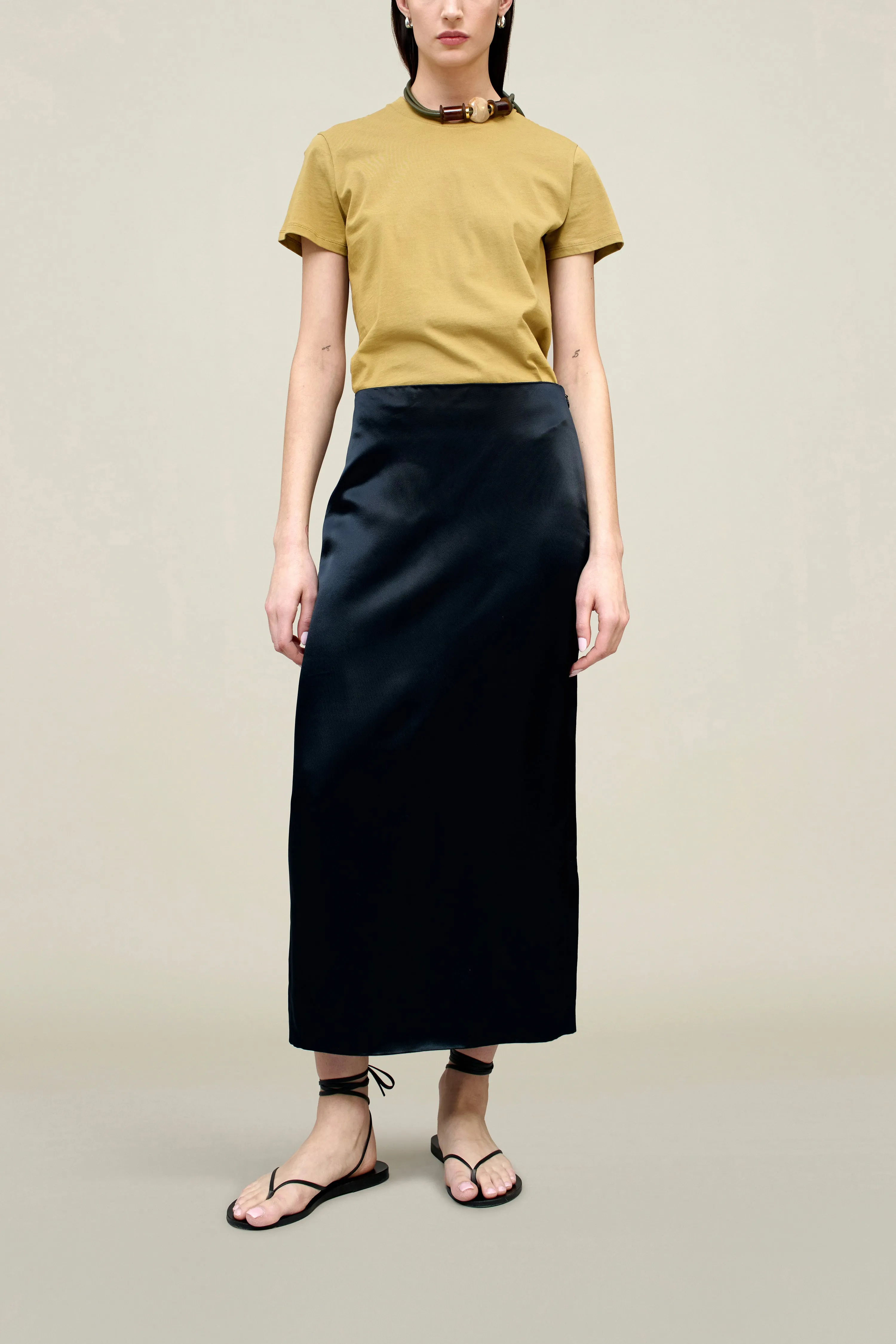 Emilee Pencil Skirt in Liquid Twill sold by Kall Meyer