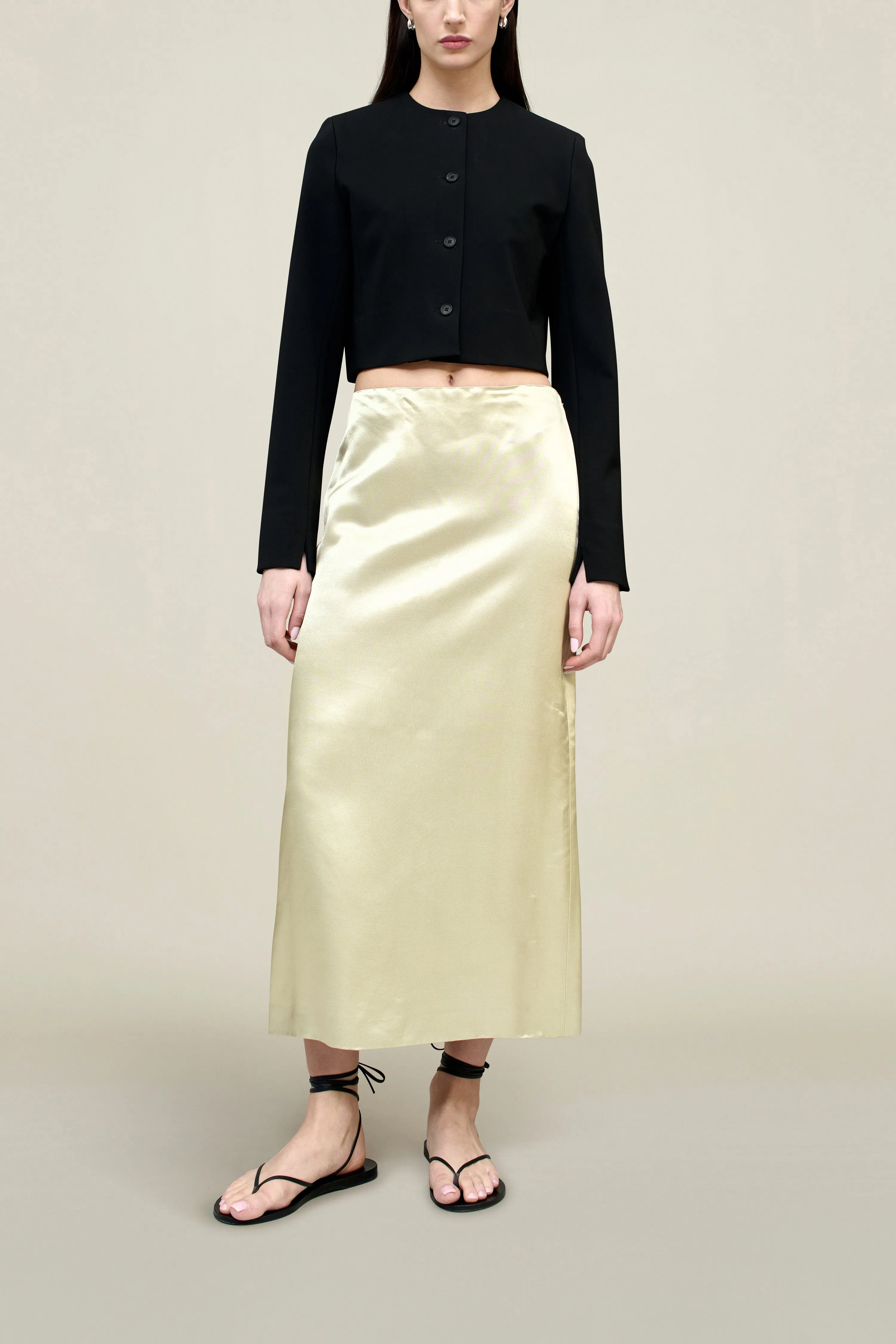 Emilee Pencil Skirt in Liquid Twill sold by Kall Meyer