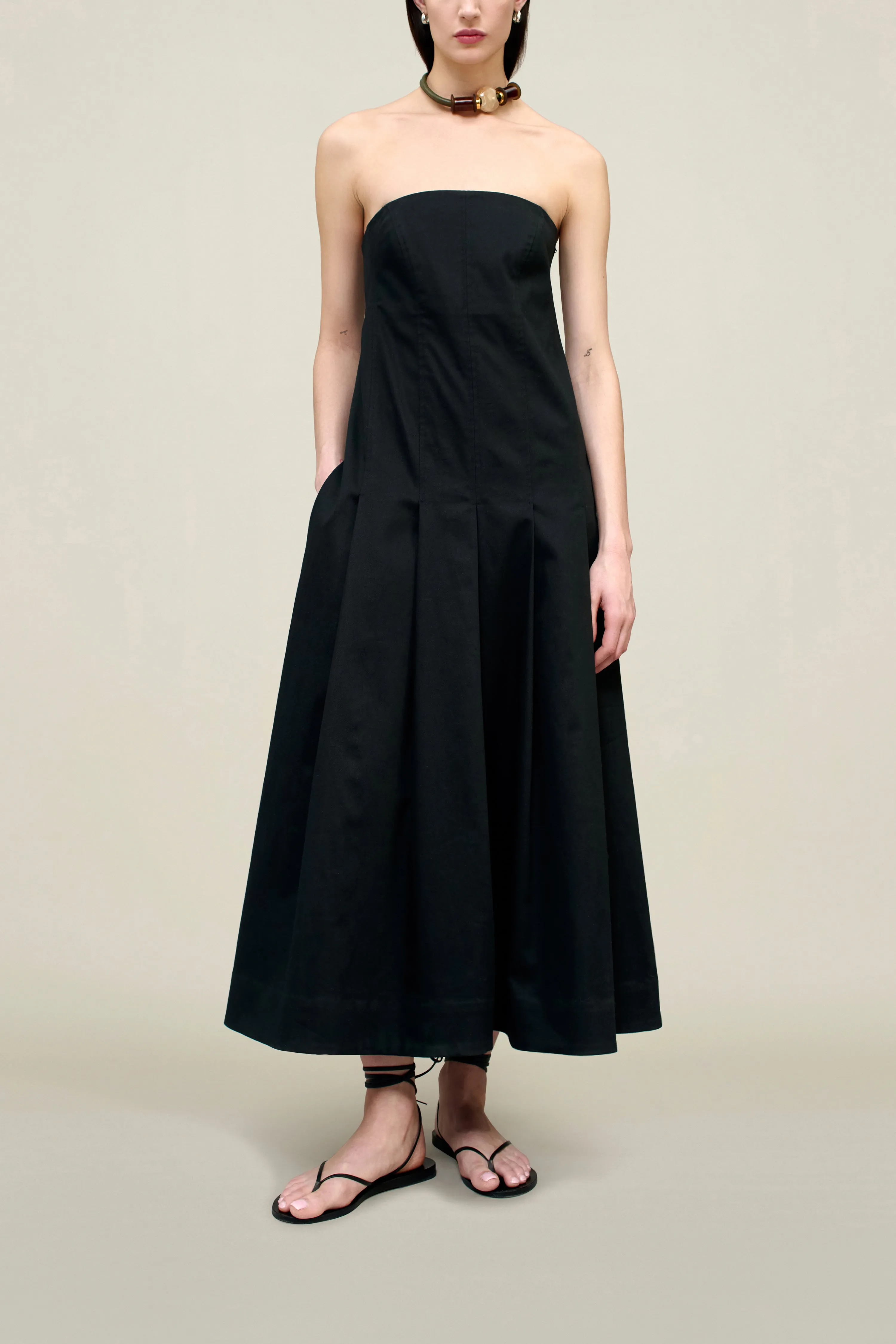 Maeve Pleated Dress in Cotton Twill sold by Kall Meyer