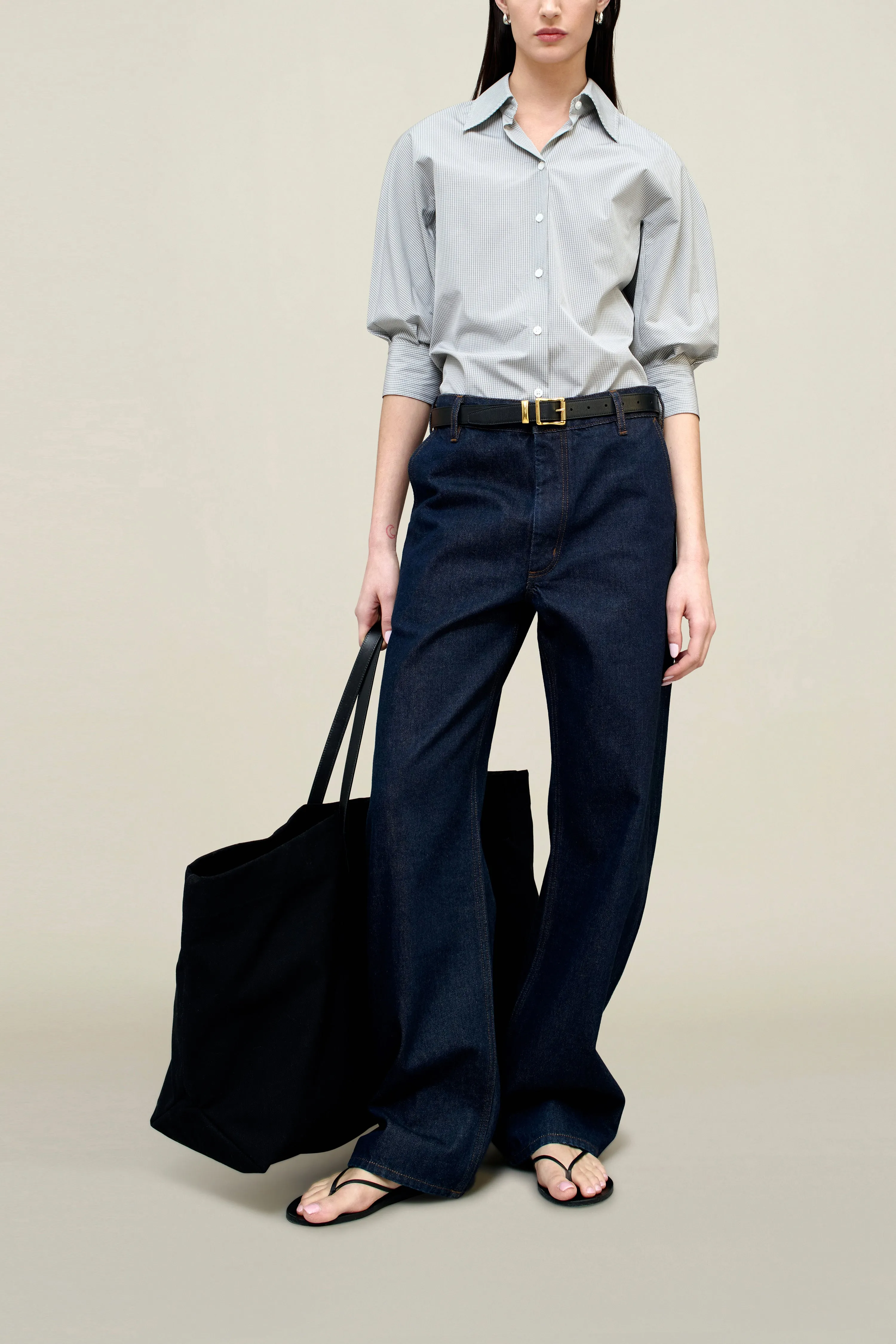 Colette 3/4 Sleeve Button Down in Poplin Gingham sold by Kall Meyer product image thumbnail 2