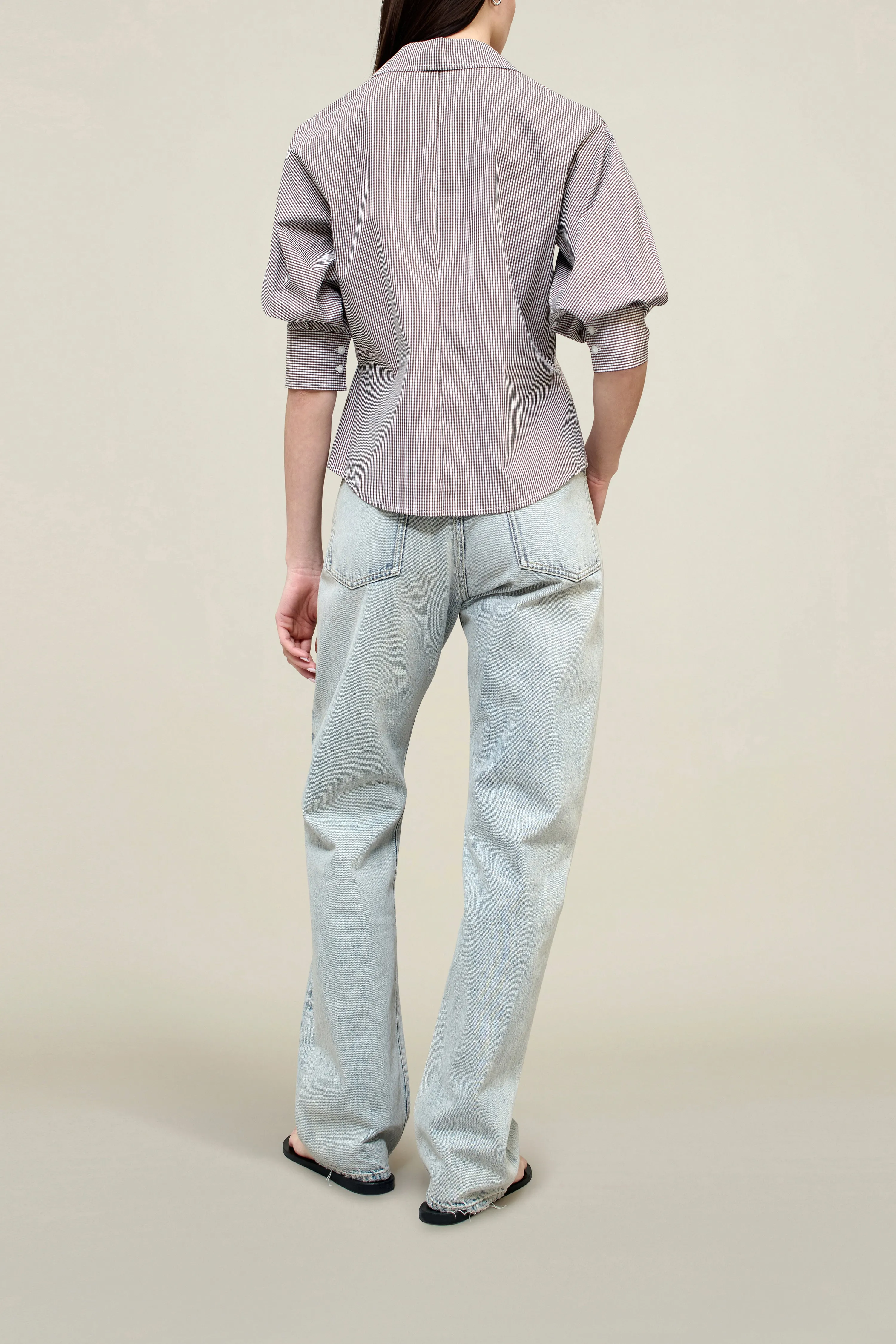 Colette 3/4 Sleeve Button Down in Poplin Gingham sold by Kall Meyer product image thumbnail 4