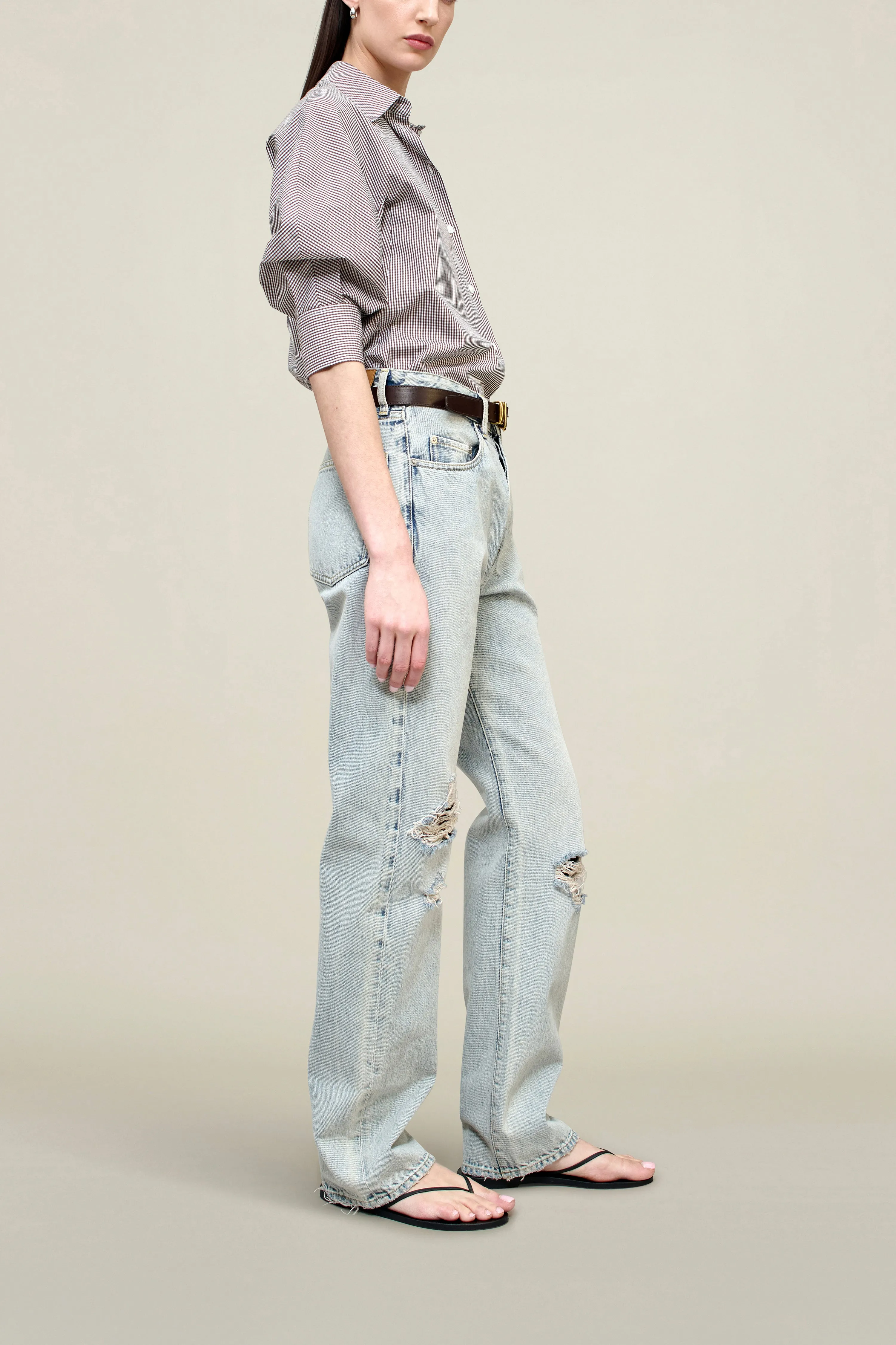 Colette 3/4 Sleeve Button Down in Poplin Gingham sold by Kall Meyer product image thumbnail 2