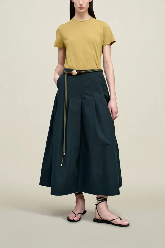 Dakota Pleated Skirt in Compact Cotton sold by Kall Meyer