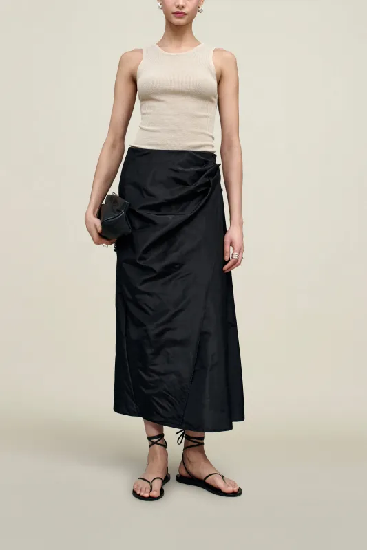 Cecile Wrap Skirt in Silk Taffeta made by Kall Meyer