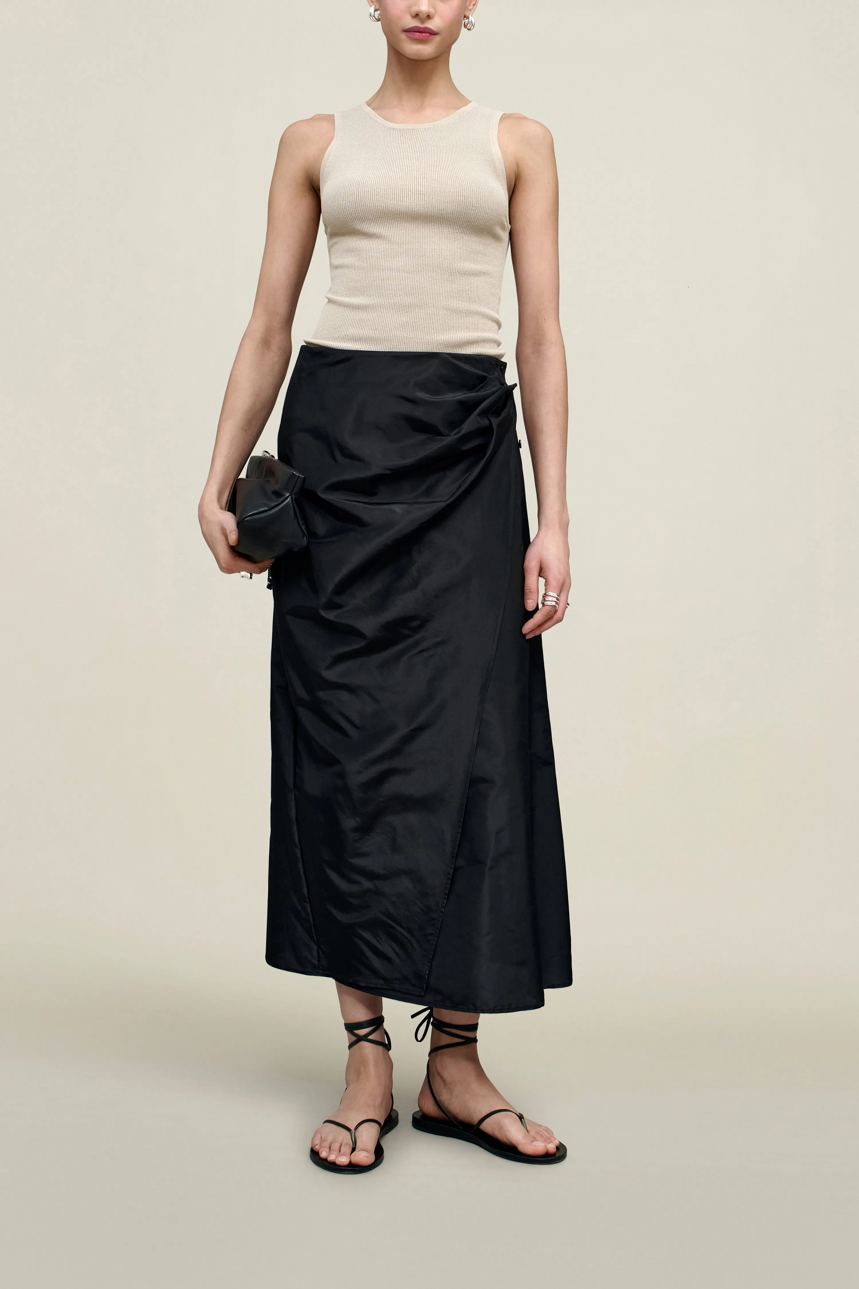 Cecile Wrap Skirt in Silk Taffeta sold by Kall Meyer