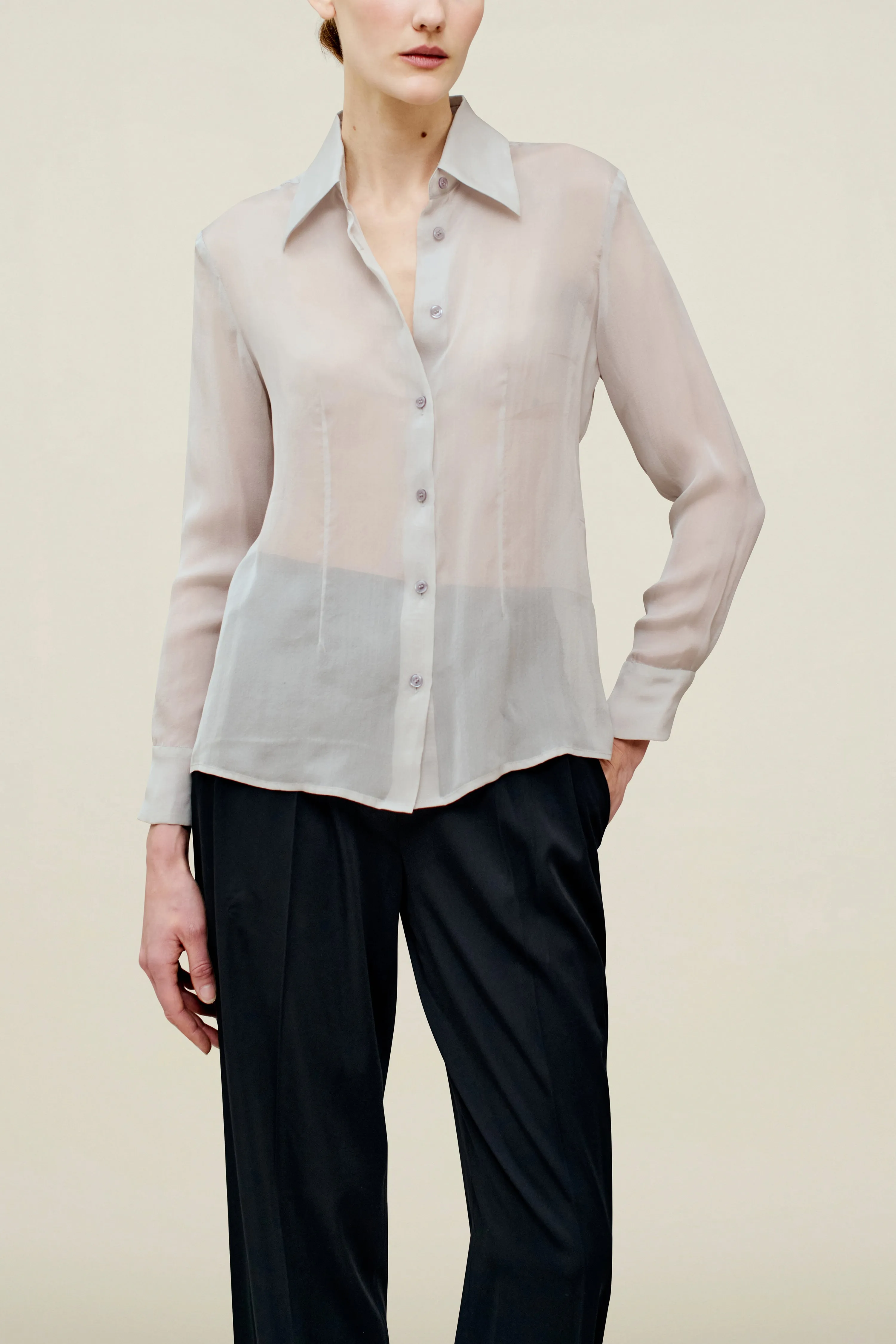 Léa Slim Blouse in Silk Chiffon sold by Kall Meyer