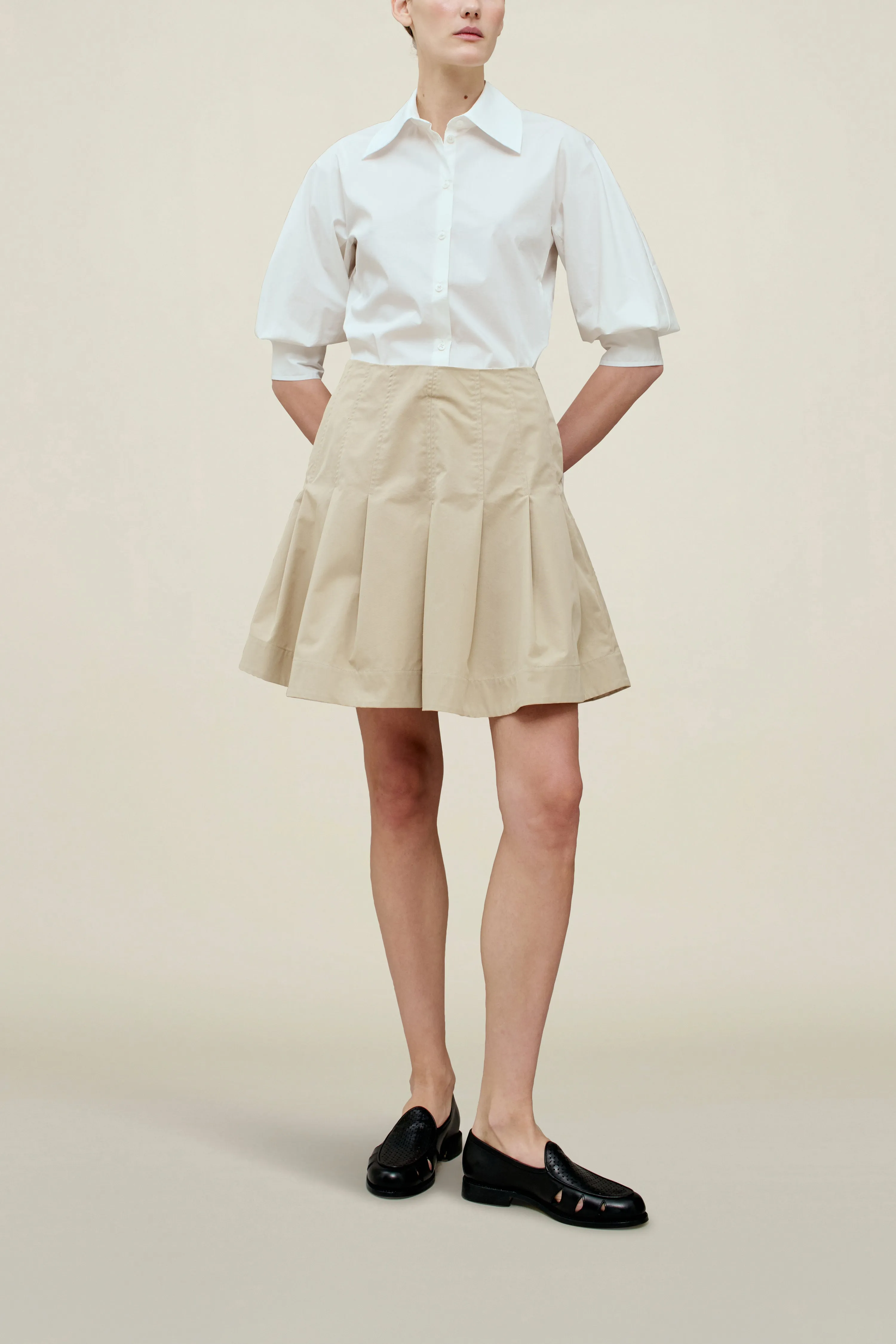 Sutton Pleated Skirt in Compact Cotton sold by Kall Meyer product image thumbnail 4