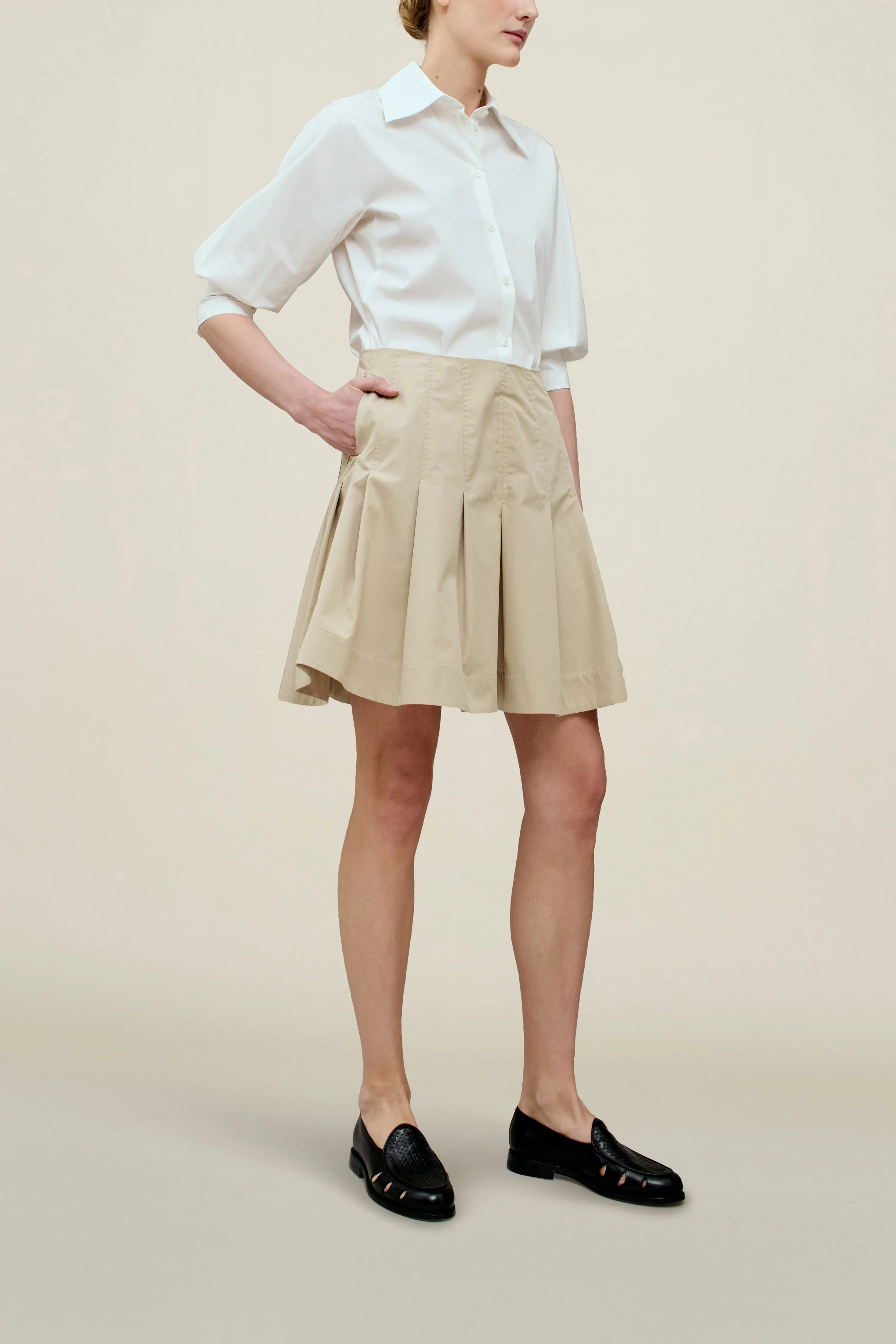 Sutton Pleated Skirt in Compact Cotton sold by Kall Meyer product image thumbnail 2