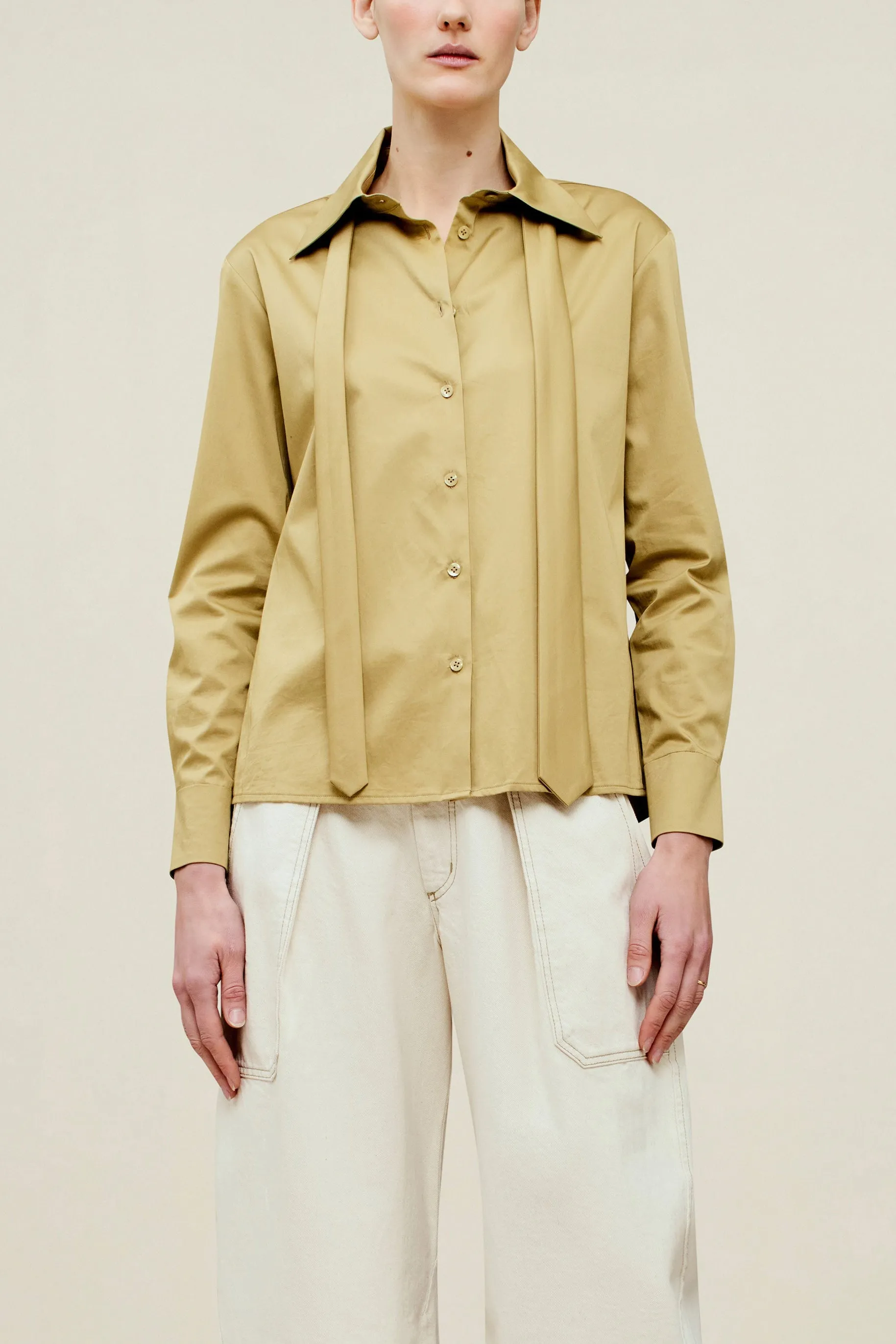 Billie Tie Blouse in Cotton Sateen sold by Kall Meyer