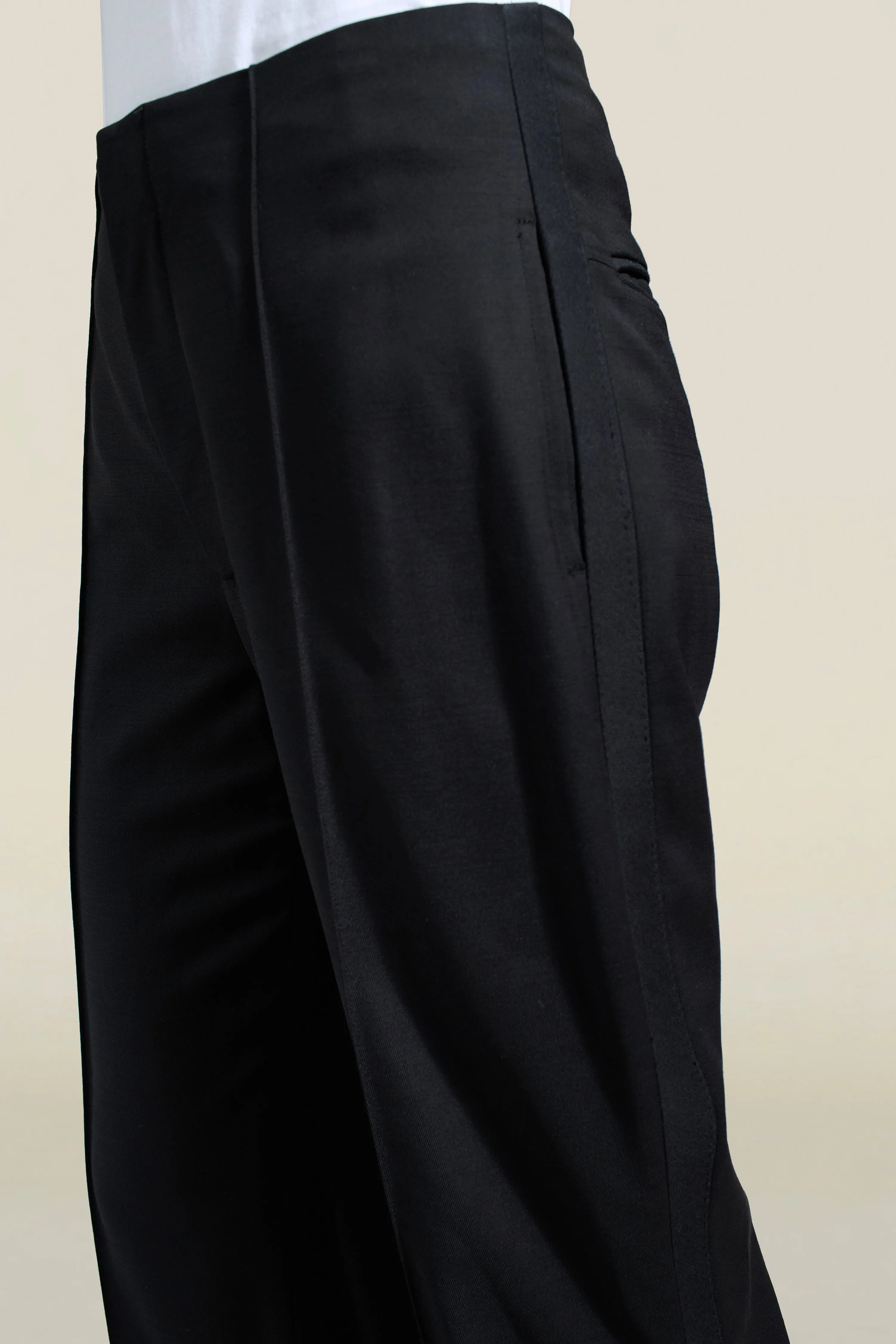 Genevieve Tuxedo Trouser in Black Wool Satin Combo sold by Kall Meyer product image thumbnail 5