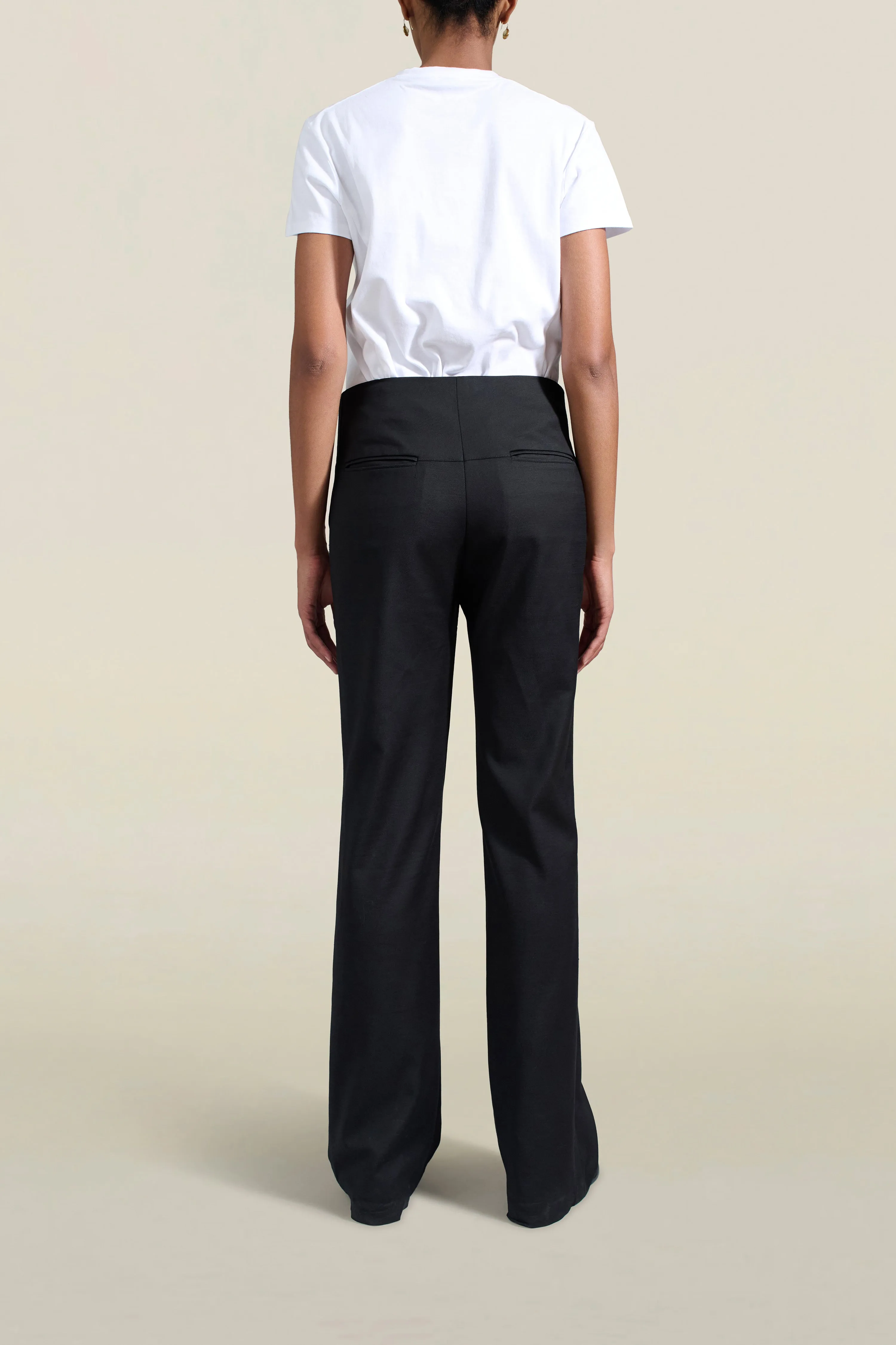 Genevieve Tuxedo Trouser in Black Wool Satin Combo sold by Kall Meyer product image thumbnail 4