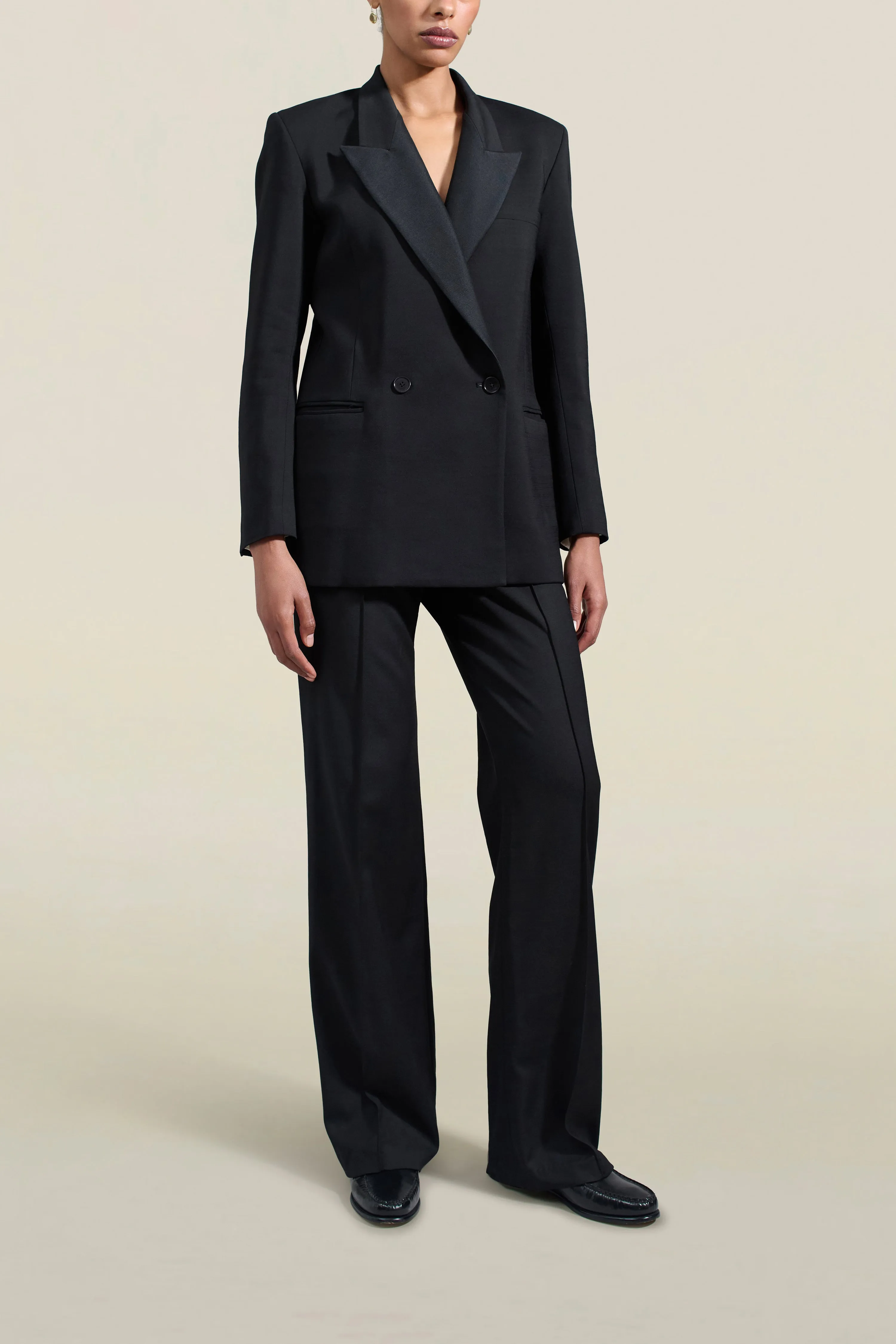 Emilio Tuxedo Blazer in Black Wool Satin Combo sold by Kall Meyer product image thumbnail 2