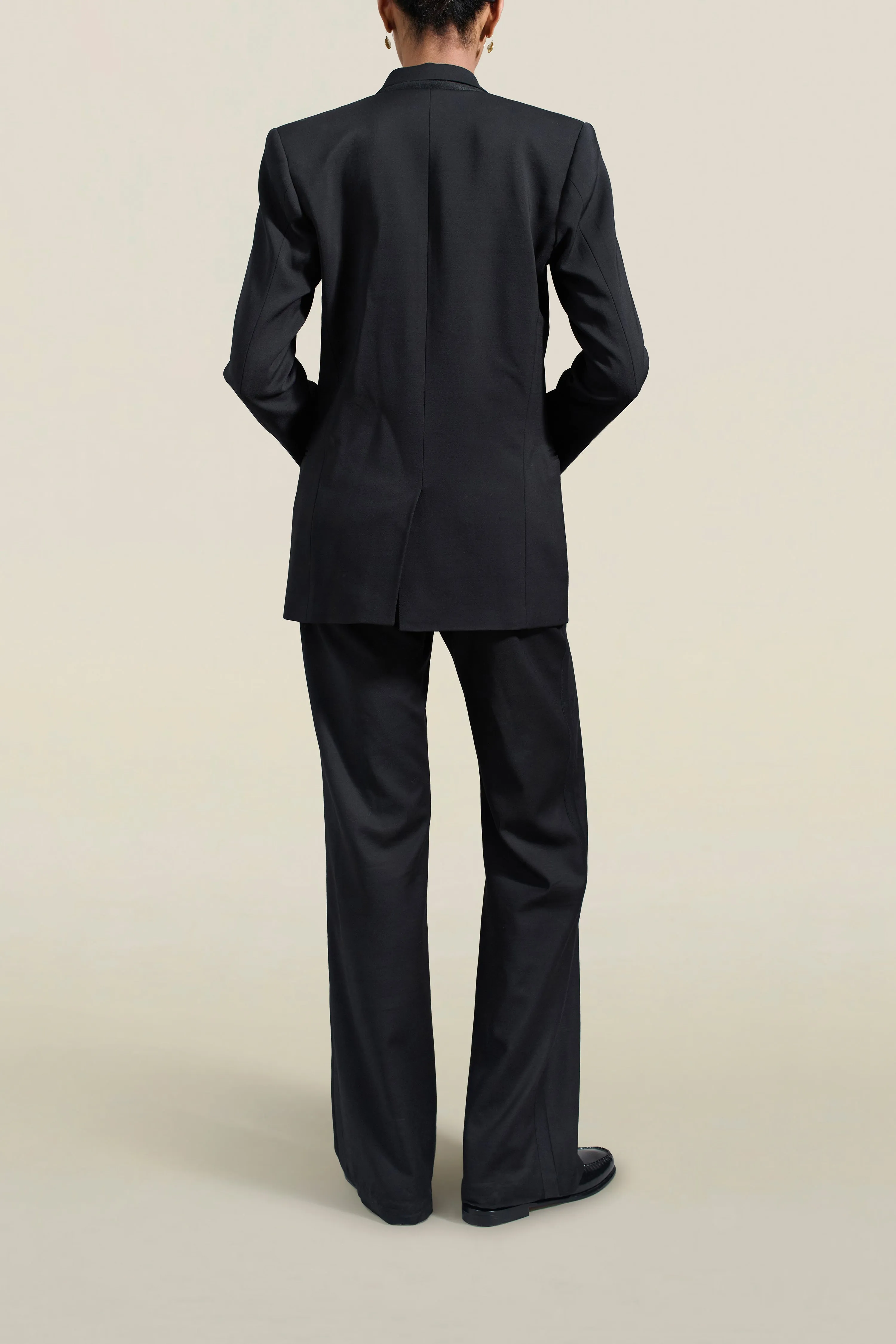 Emilio Tuxedo Blazer in Black Wool Satin Combo sold by Kall Meyer product image thumbnail 5