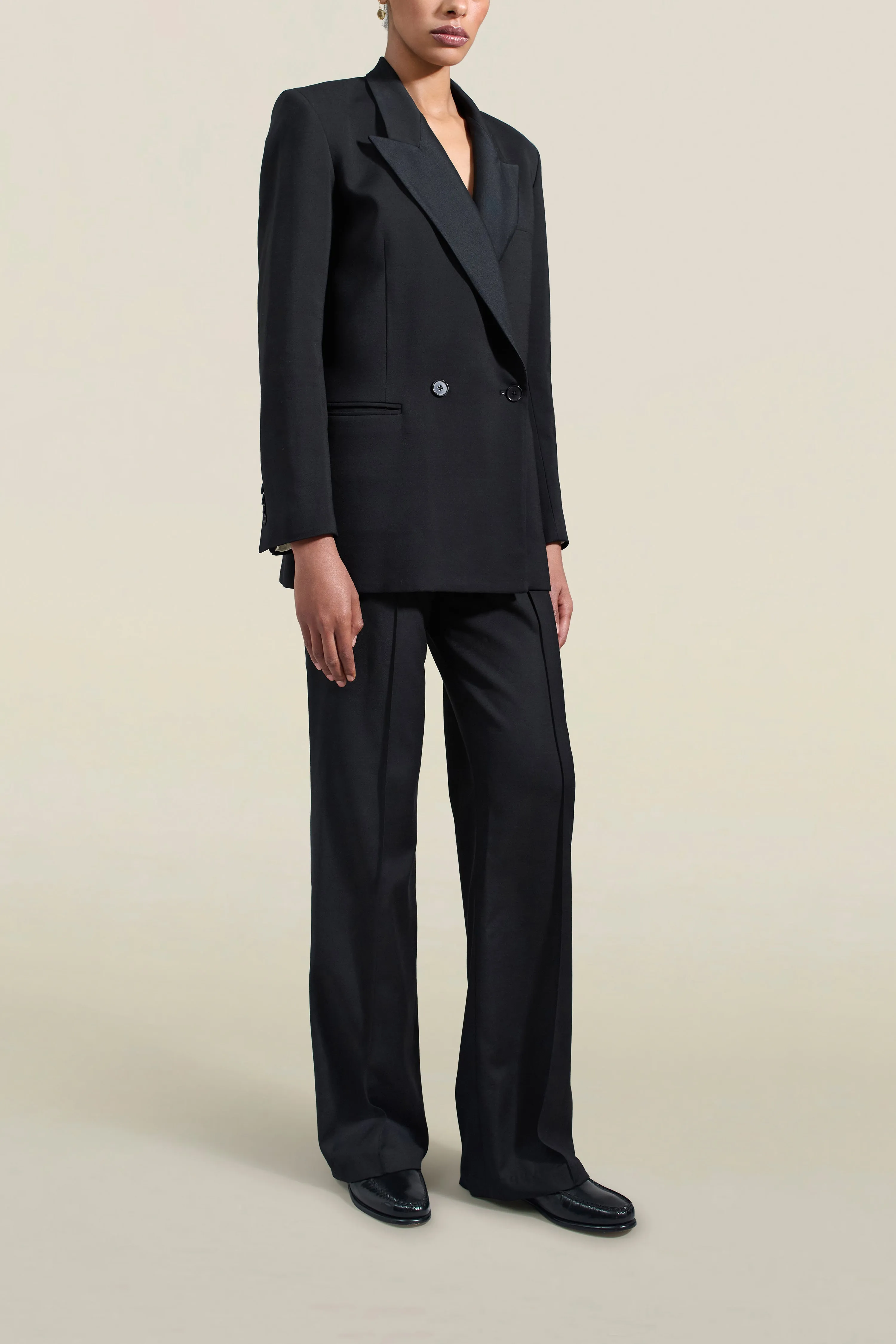 Emilio Tuxedo Blazer in Black Wool Satin Combo sold by Kall Meyer product image thumbnail 3