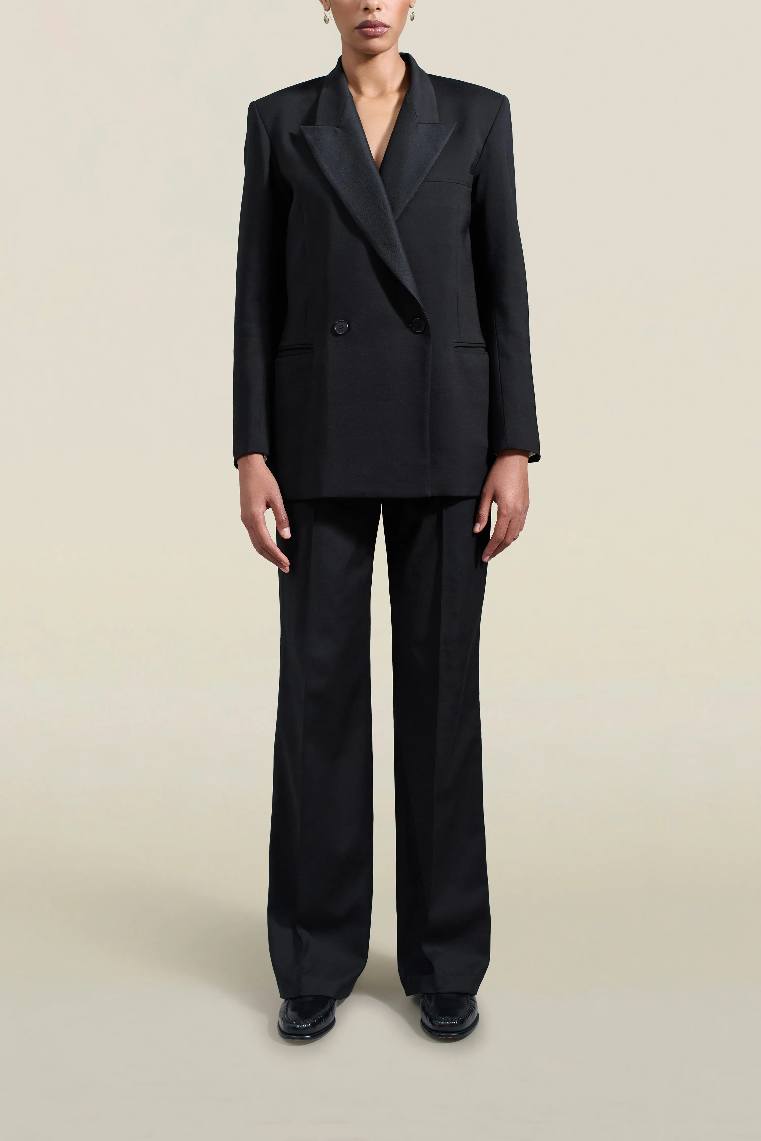 Emilio Tuxedo Blazer in Black Wool Satin Combo sold by Kall Meyer product image thumbnail 4