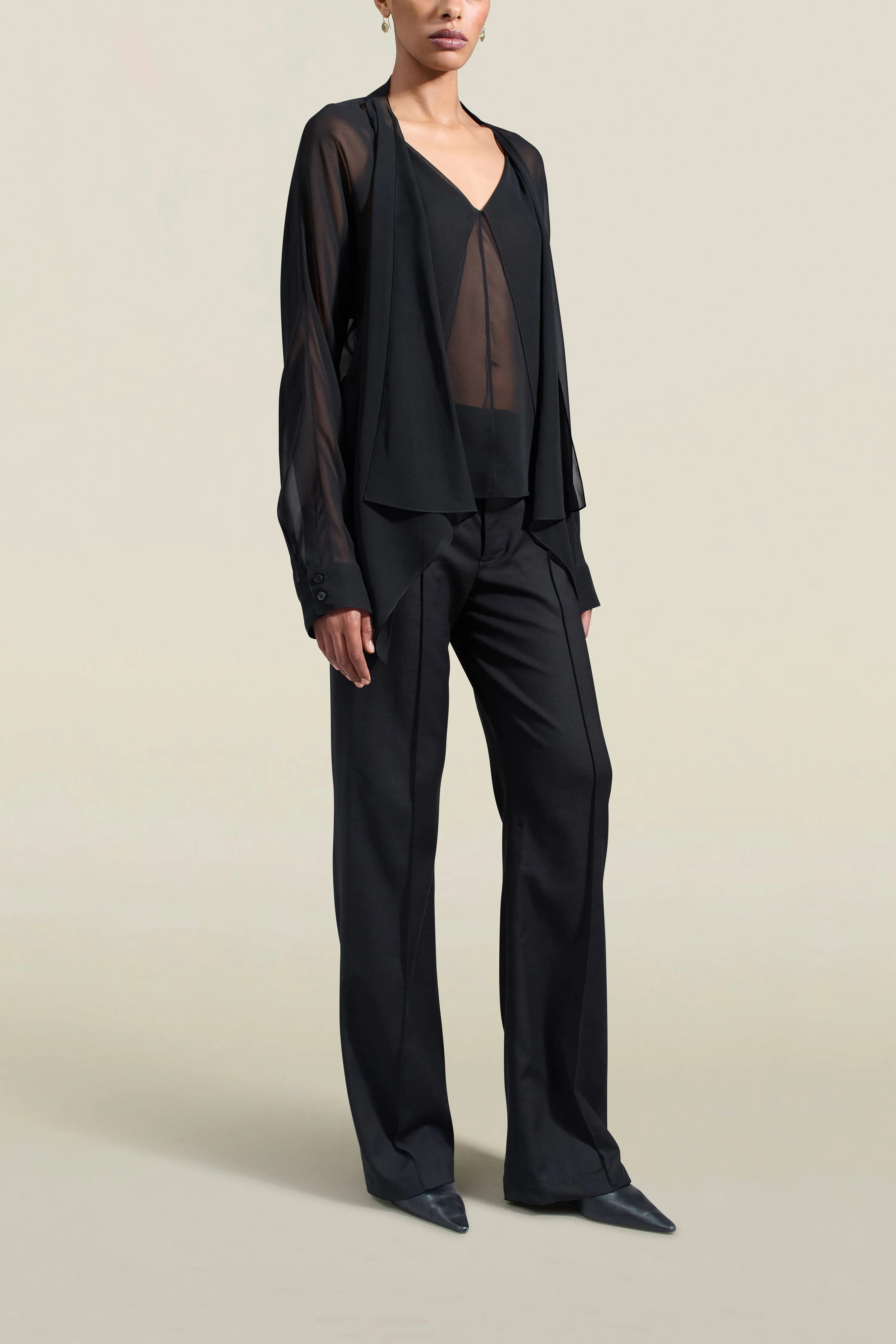 Shea Blouse in Black Lightweight Chiffon sold by Kall Meyer product image thumbnail 4