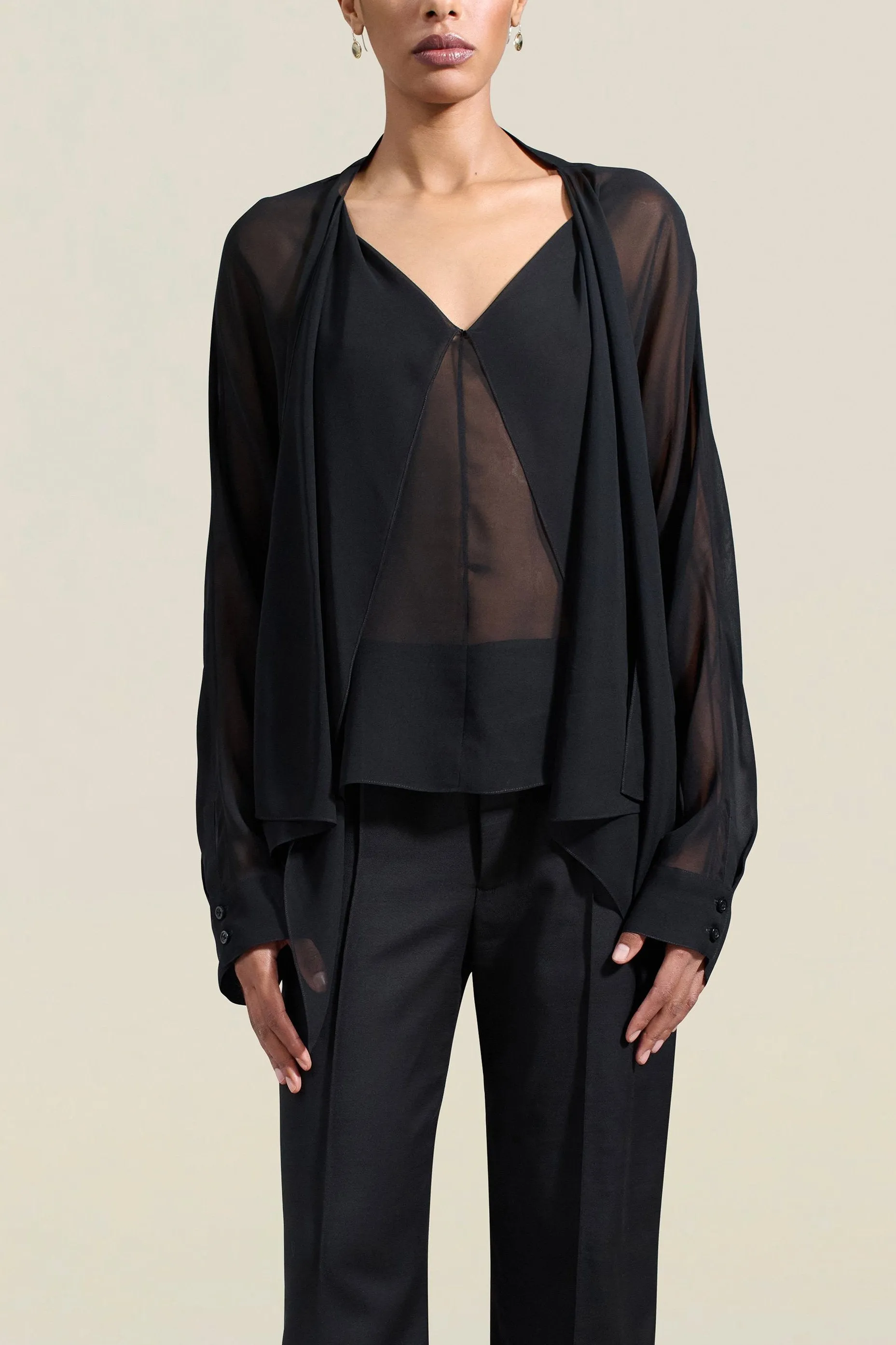 Shea Blouse in Black Lightweight Chiffon sold by Kall Meyer product image thumbnail 2