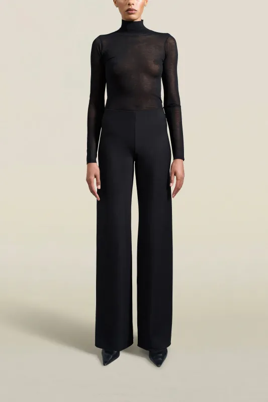 Adira Bias Pant in Black Viscose Wool made by Kall Meyer