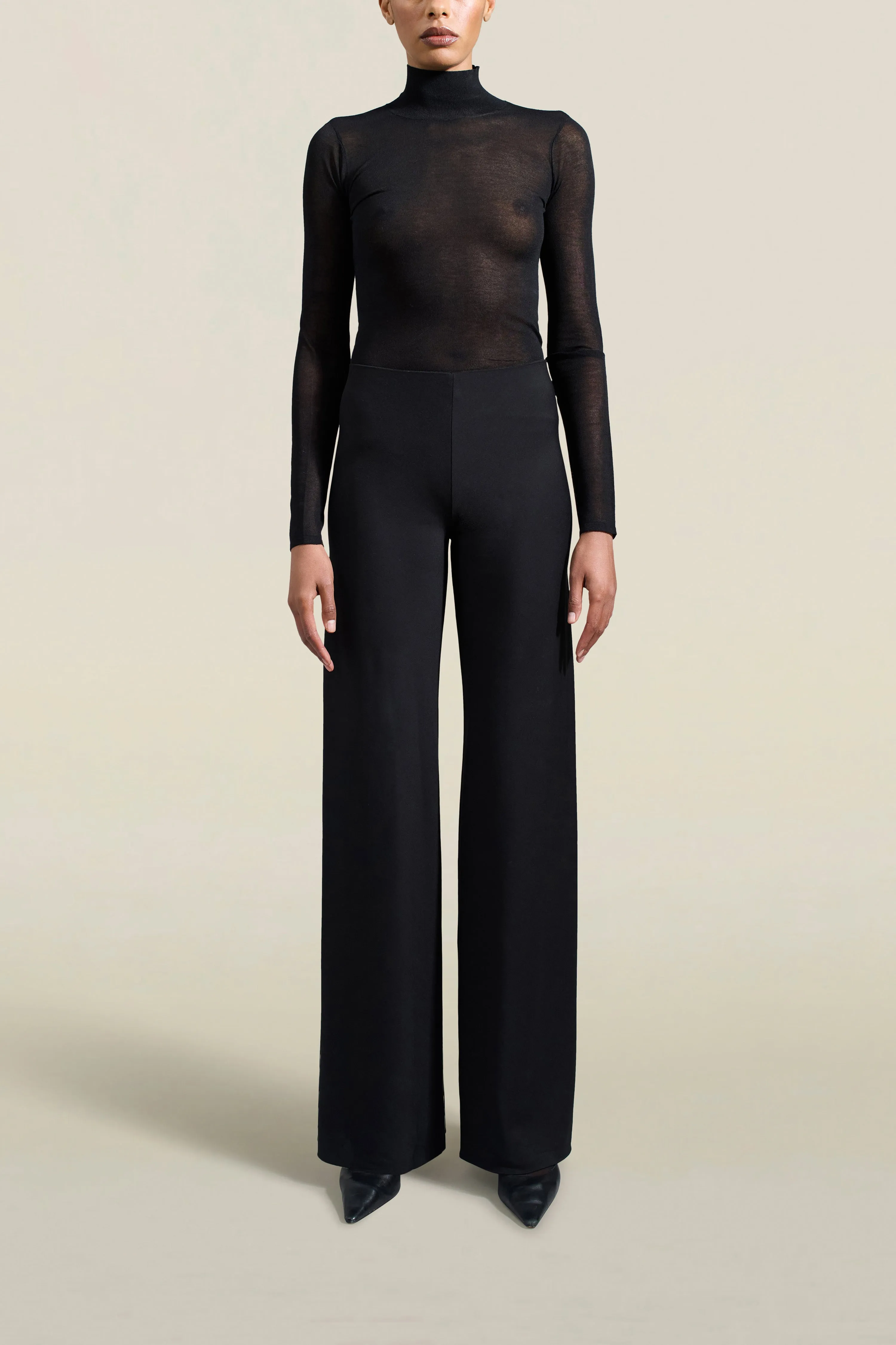 Adira Bias Pant in Black Viscose Wool sold by Kall Meyer