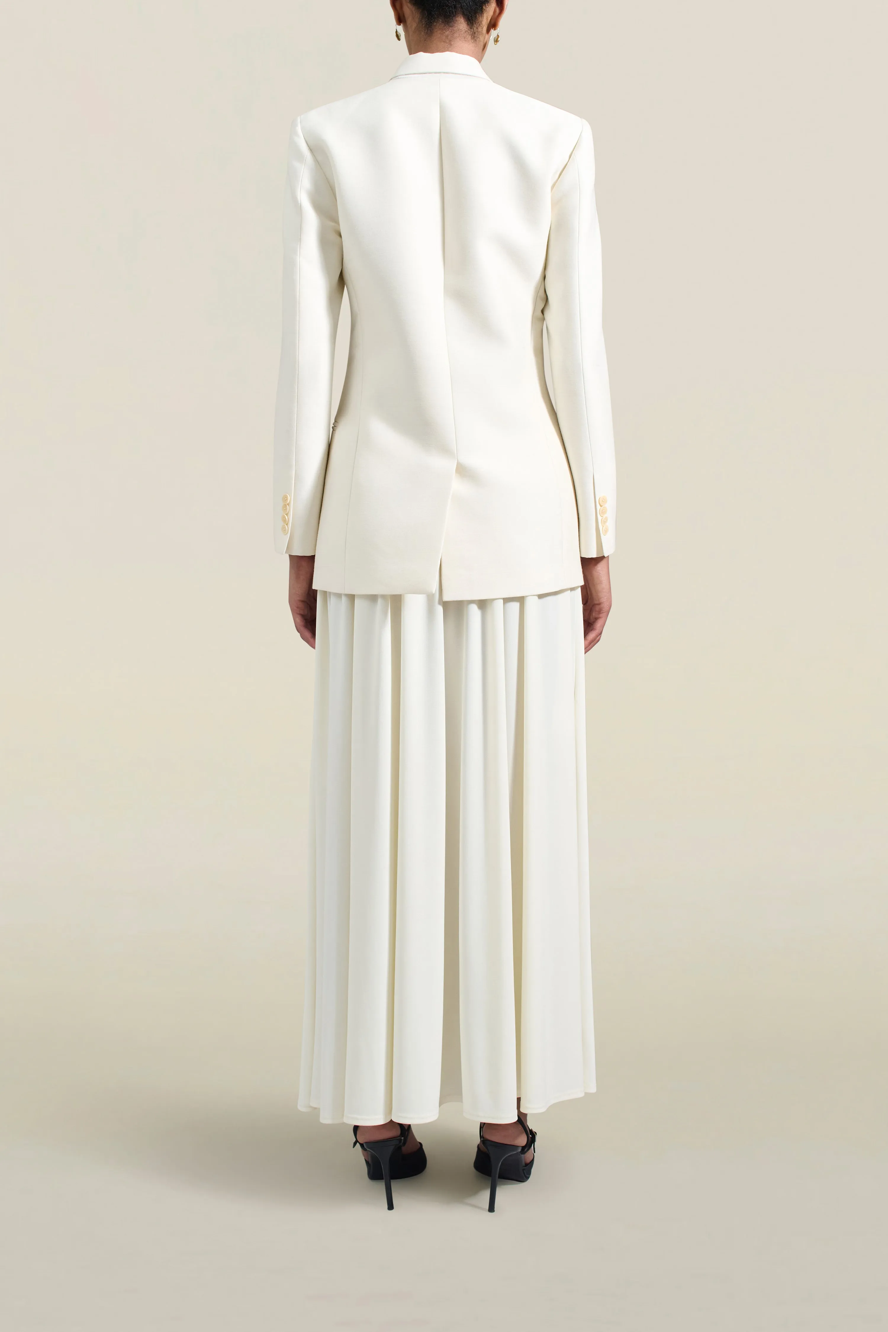 Emilio Tuxedo Blazer in Cream Silk Wool Suiting sold by Kall Meyer product image thumbnail 5