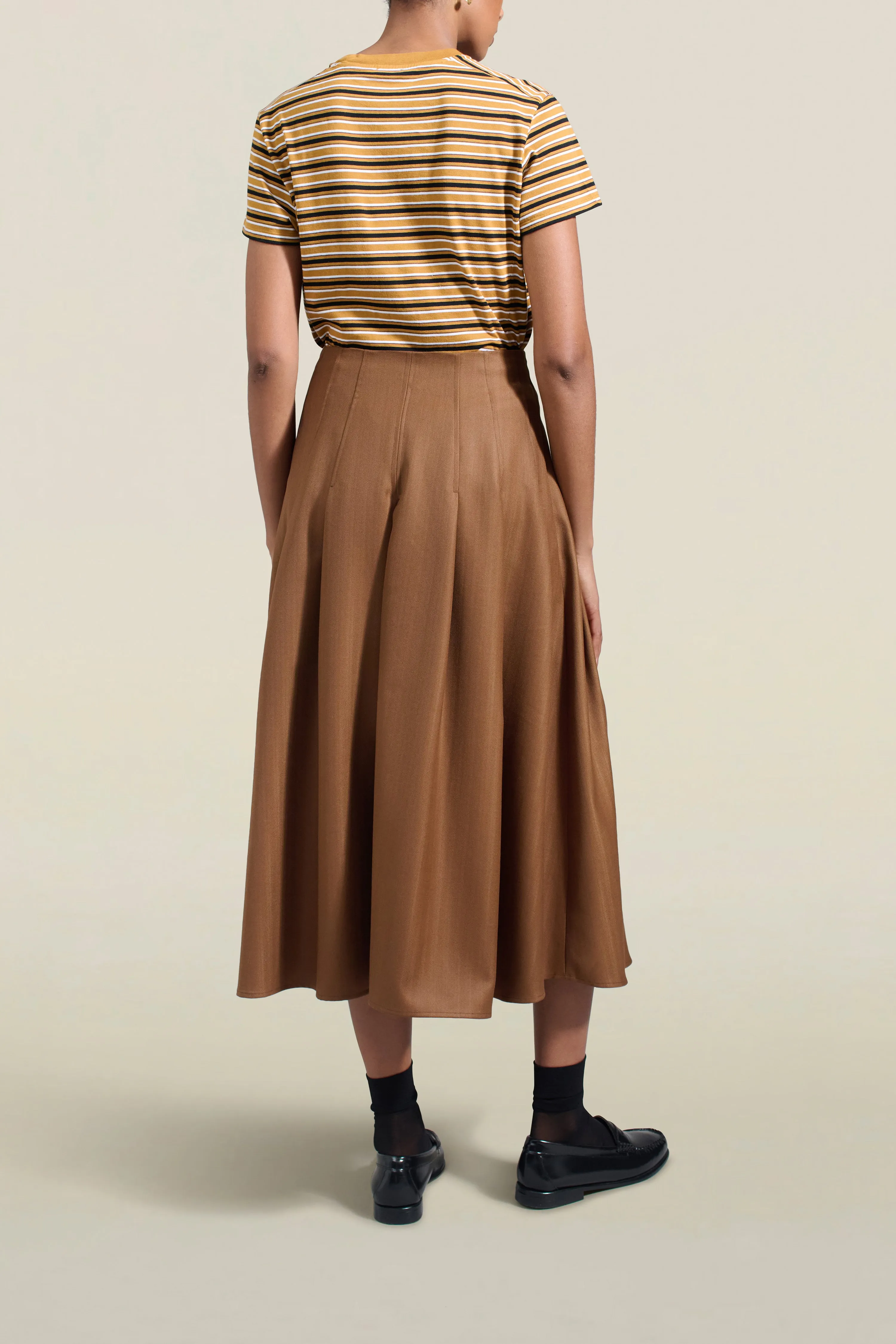 Dakota Pleated Skirt in Toffee Tropical Wool sold by Kall Meyer product image thumbnail 5