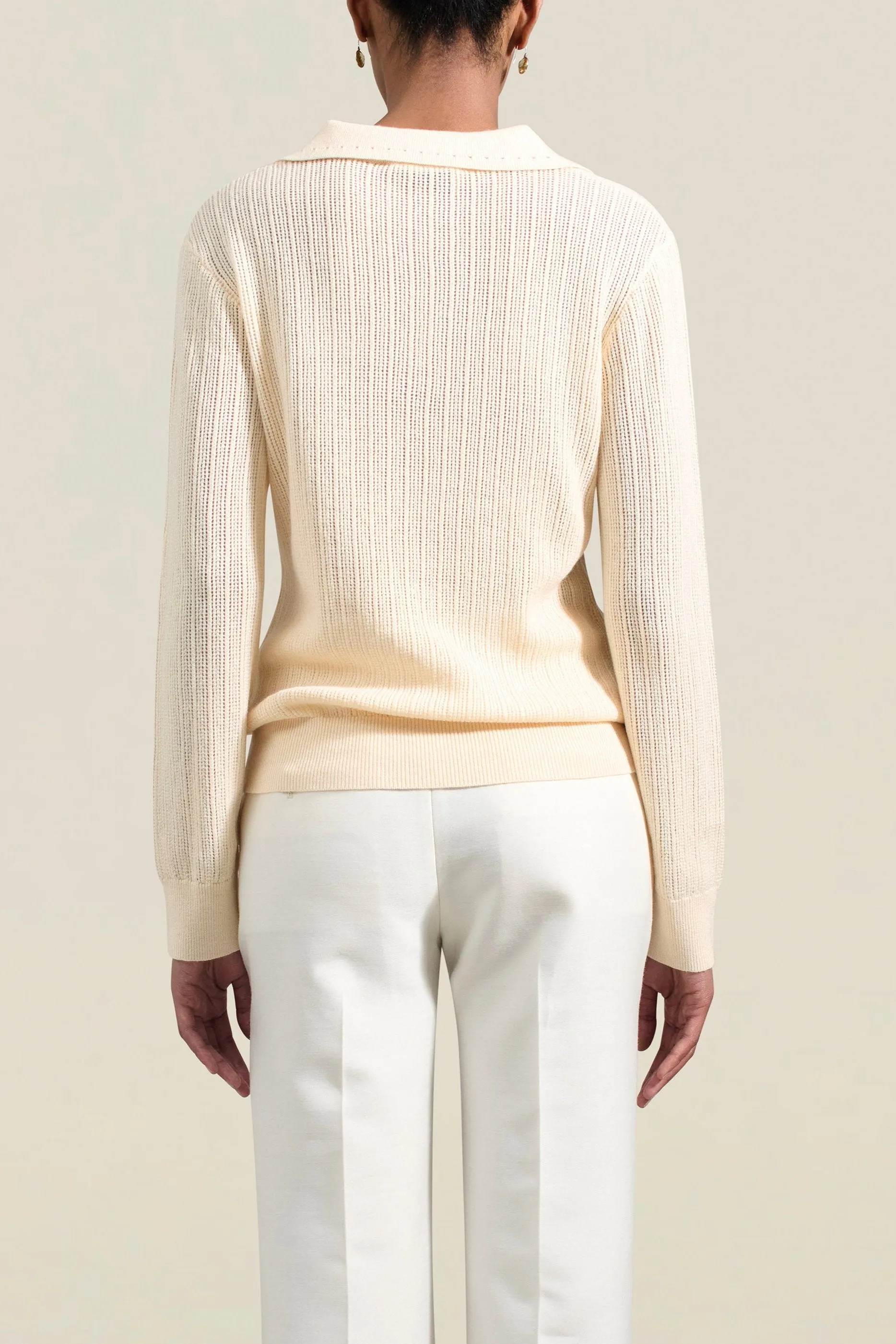 Aubrey Cashmere Polo in Cream sold by Kall Meyer product image thumbnail 3