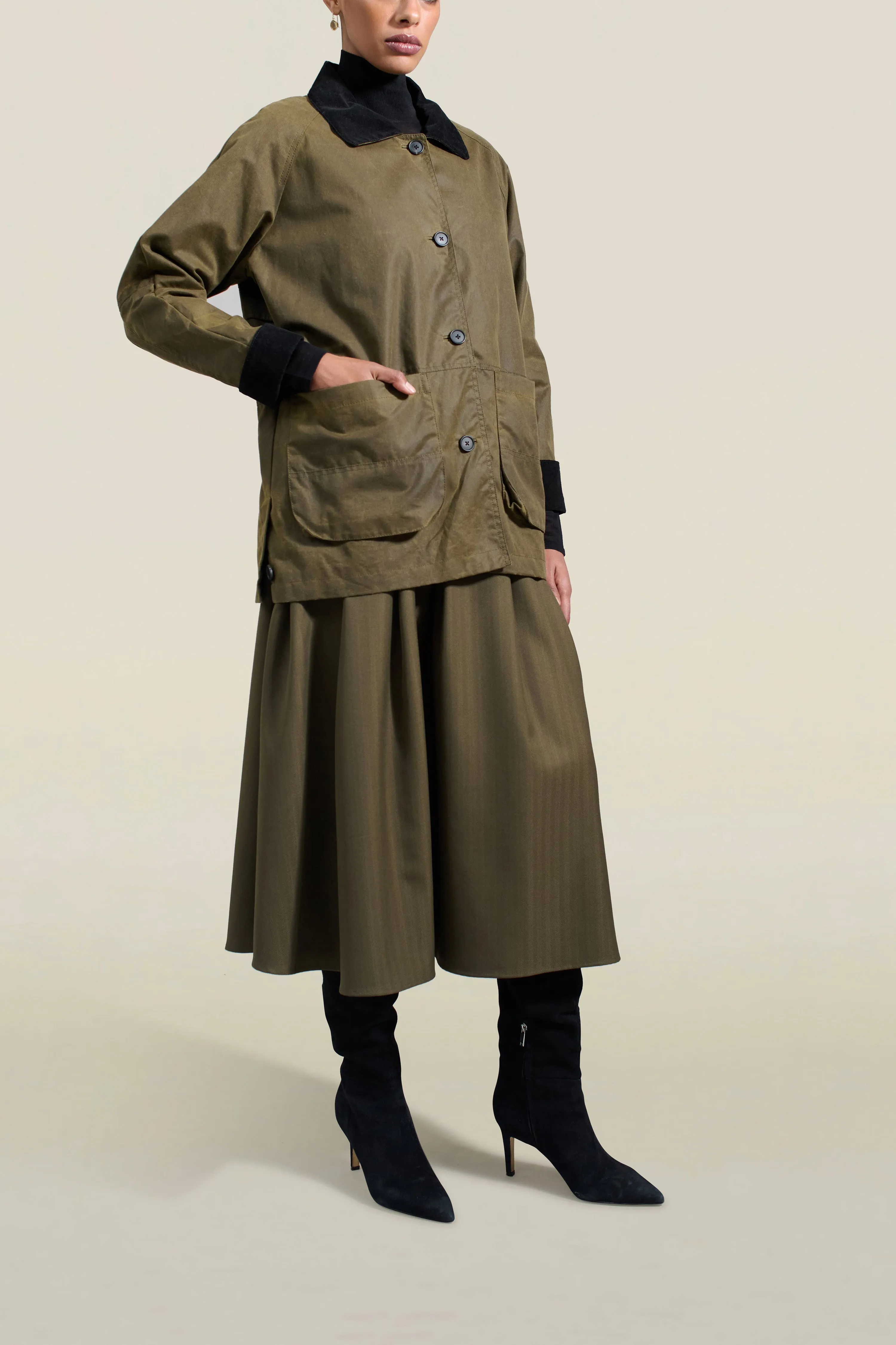 Lottie Field Jacket in Olive Waxed Cotton sold by Kall Meyer product image thumbnail 3