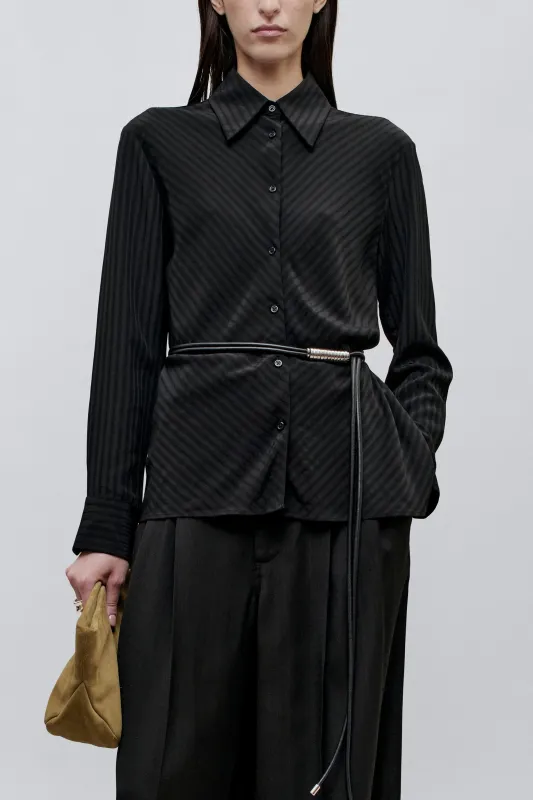 Joan Bias Button Down in Striped Viscose sold by Kall Meyer