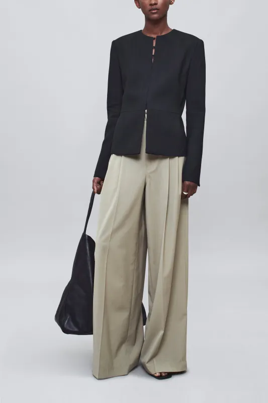 Fatima Wide Leg Trouser in Paperweight Wool made by Kall Meyer