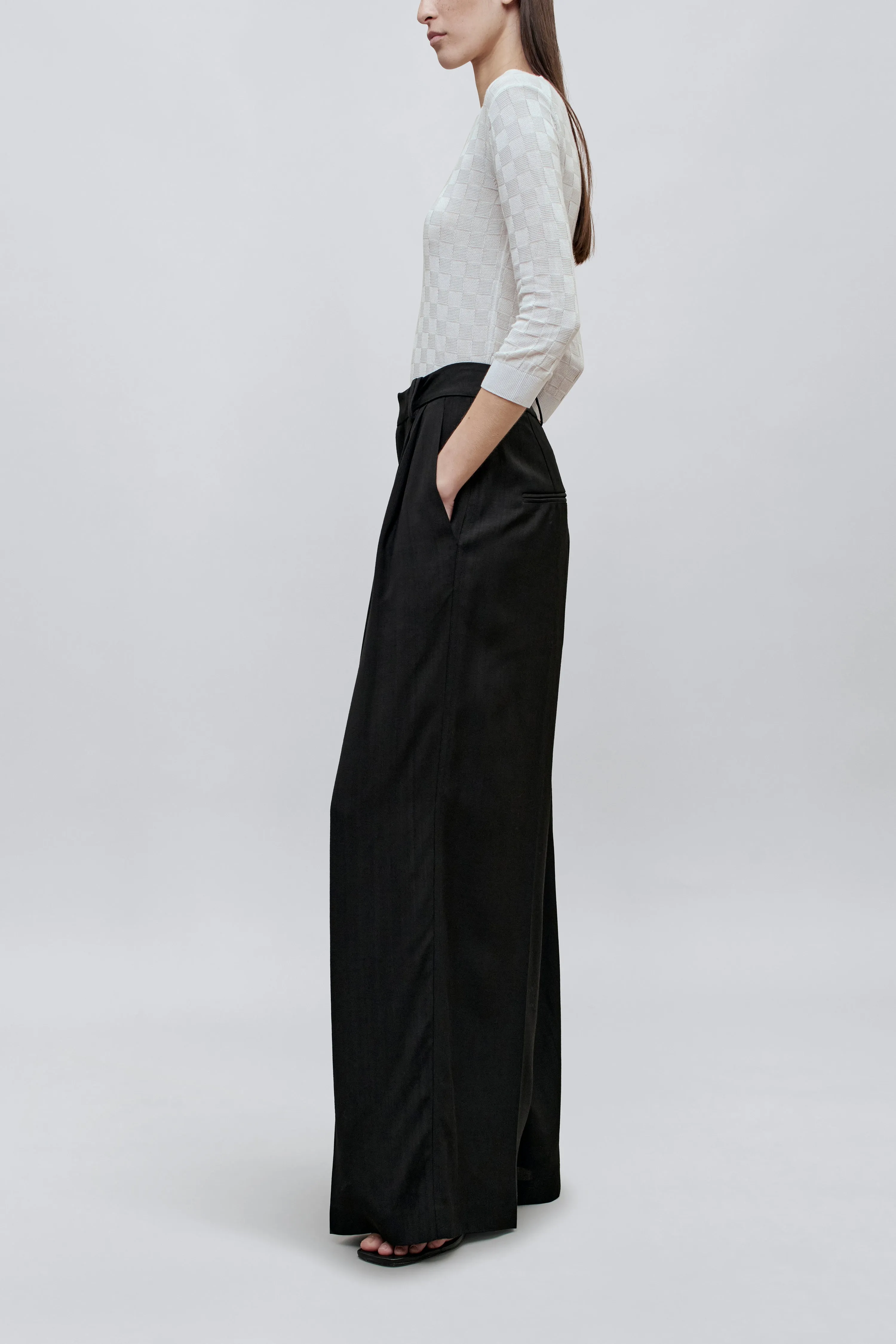 Fatima Wide Leg Trouser in Basket Weave sold by Kall Meyer product image thumbnail 3