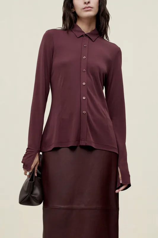 Frankie Button Down in Matte Jersey sold by Kall Meyer
