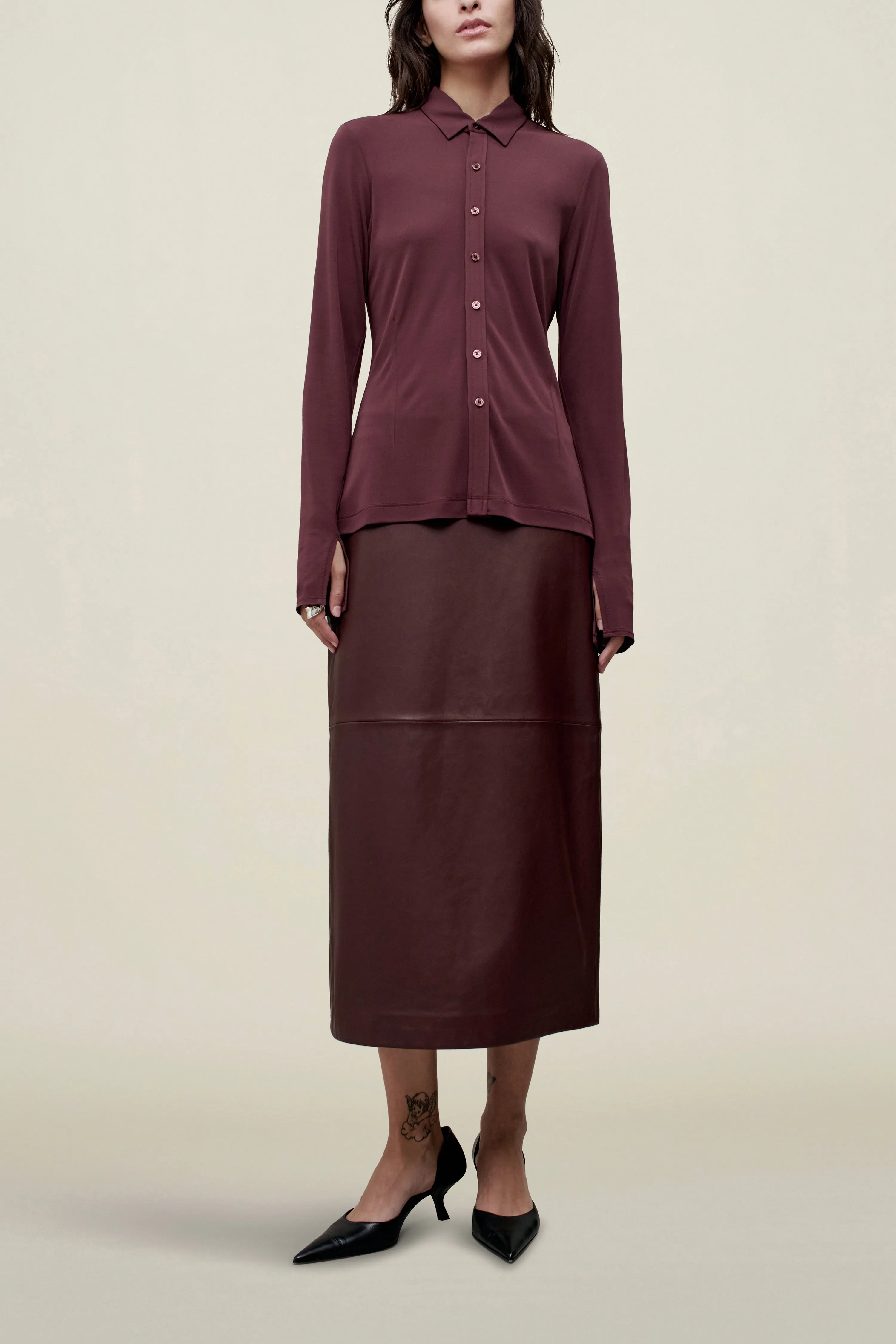 Frankie Button Down in Matte Jersey sold by Kall Meyer product image thumbnail 3